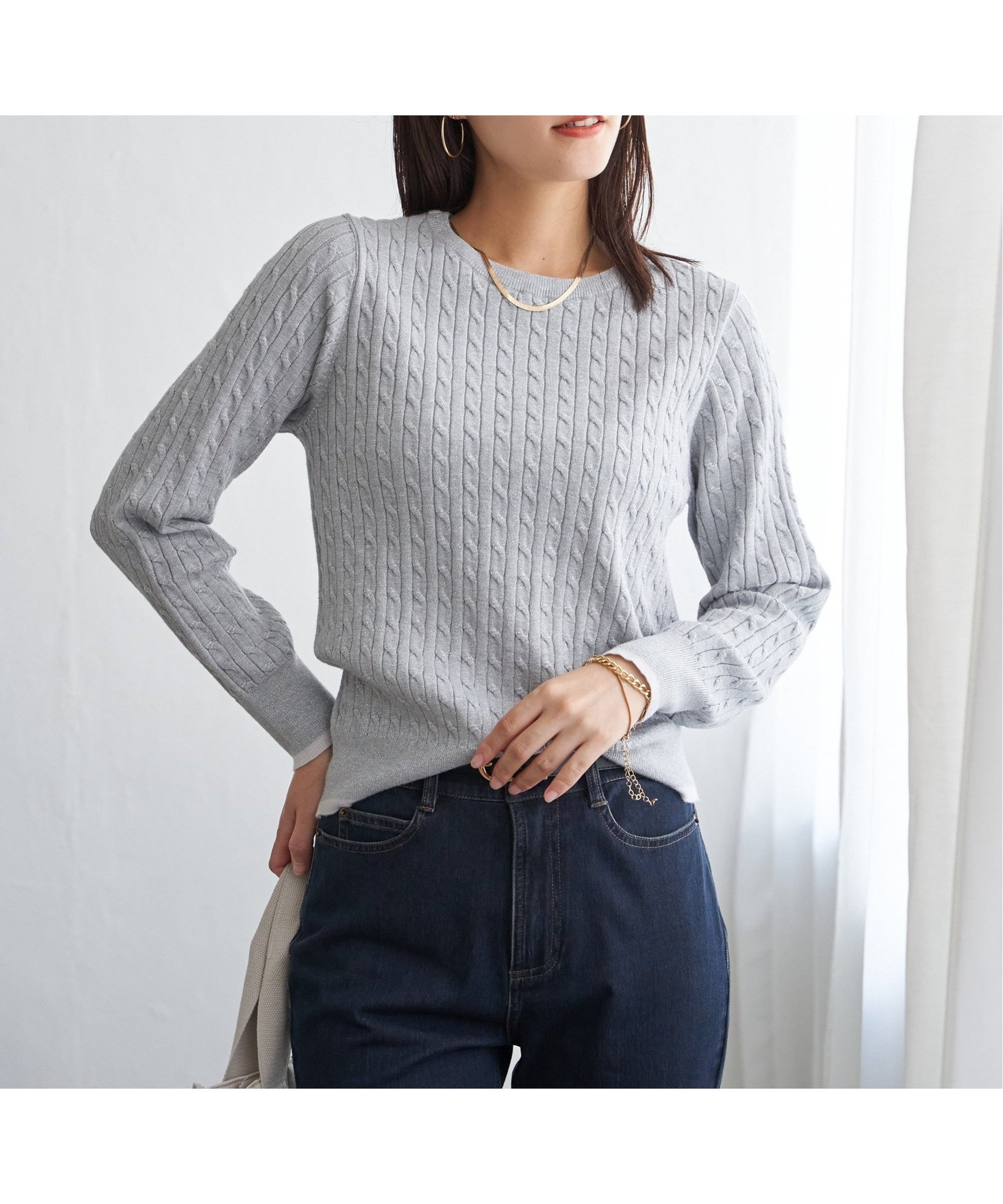 【イッカ/ikka】のミニケーブルニットプルオーバー インテリア・キッズ・メンズ・レディースファッション・服の通販 founy(ファニー) 　ファッション　Fashion　レディースファッション　Fashion for Women　トップス・カットソー　Cut & Sew Tops　ニット　Knit Tops & Sweaters　カジュアルプルオーバー・ニットトップス　Pullovers & Knit Tops / Casual Pullovers　インナー　Innerwear　コンパクト　Compact, Small Size　シンプル　Simple, Minimal　フィット　Fit, Slim Fit　エレガント 上品　Elegant　シルバー|ID: prp329100004724529 ipo3291000000034141608