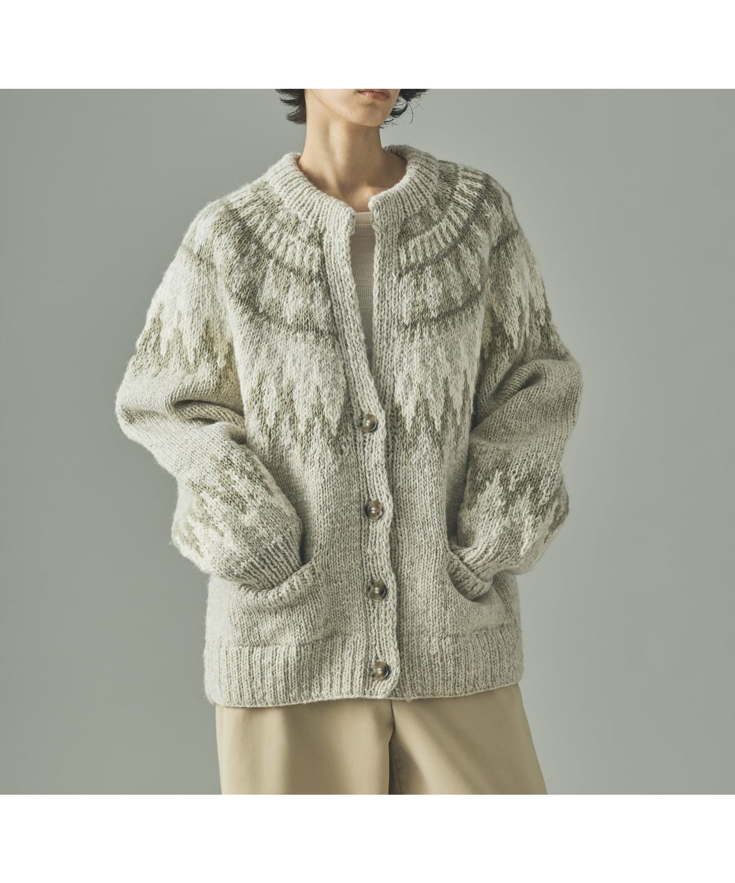 【カレンソロジー/Curensology】のノルディックカーディガン インテリア・キッズ・メンズ・レディースファッション・服の通販 founy(ファニー) 　ファッション　Fashion　レディースファッション　Fashion for Women　トップス・カットソー　Cut & Sew Tops　カーディガン・羽織り　Layered Style Cardigans　エレガント 上品　Elegant　カーディガン　Cardigan, Knitwear　スラックス　Slacks, Dress Pants　手編み　Hand-Knitted, Handmade Knit　フレア　Flare, Flared　ベーシック　Basic, Essential　ワイド　Wide, Wide Fit　エクリュ|ID: prp329100004724685 ipo3291000000034240321
