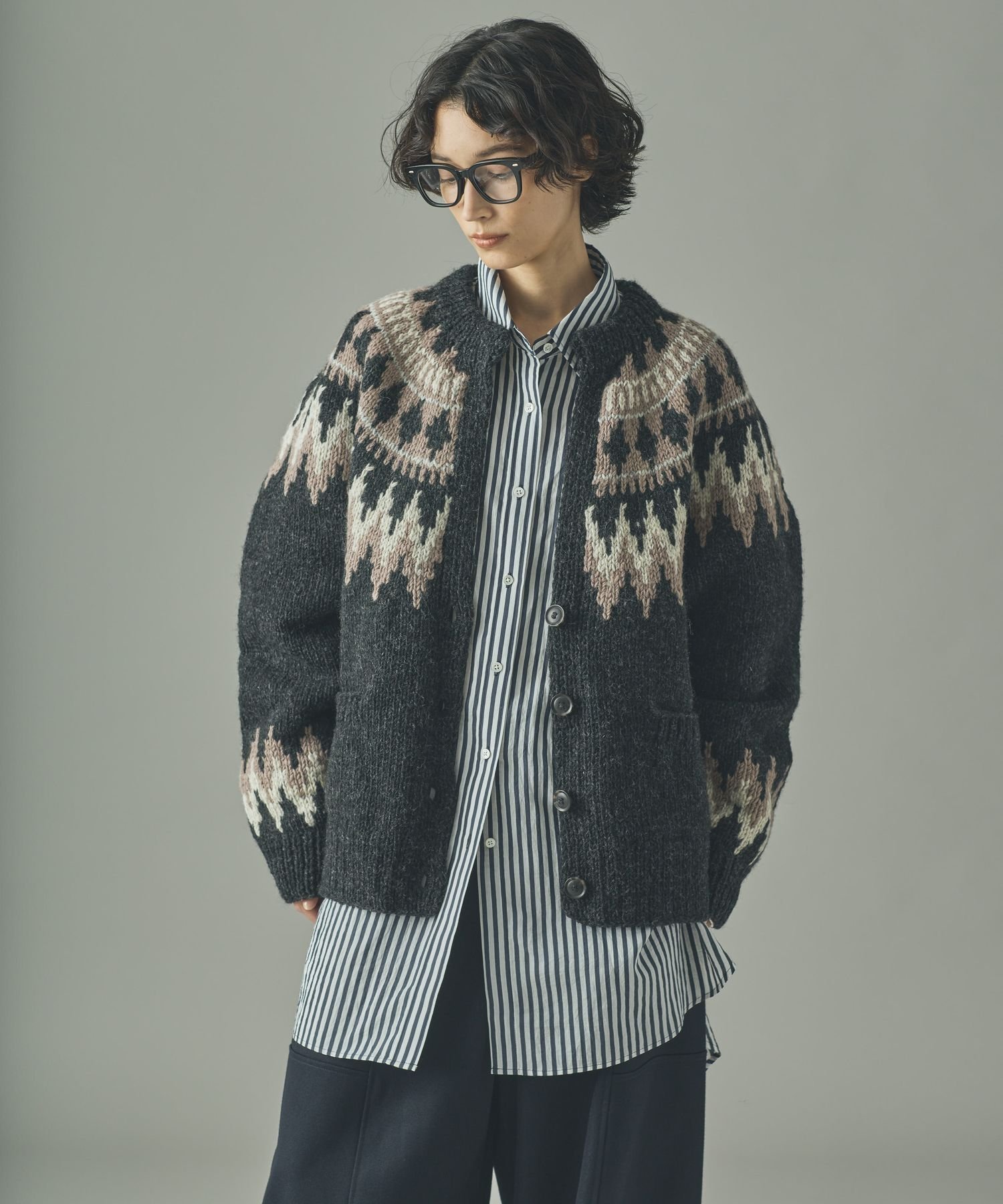 【カレンソロジー/Curensology】のノルディックカーディガン インテリア・キッズ・メンズ・レディースファッション・服の通販 founy(ファニー) 　ファッション　Fashion　レディースファッション　Fashion for Women　トップス・カットソー　Cut & Sew Tops　カーディガン・羽織り　Layered Style Cardigans　エレガント 上品　Elegant　カーディガン　Cardigan, Knitwear　スラックス　Slacks, Dress Pants　手編み　Hand-Knitted, Handmade Knit　フレア　Flare, Flared　ベーシック　Basic, Essential　ワイド　Wide, Wide Fit　ブラック|ID: prp329100004724685 ipo3291000000034240322