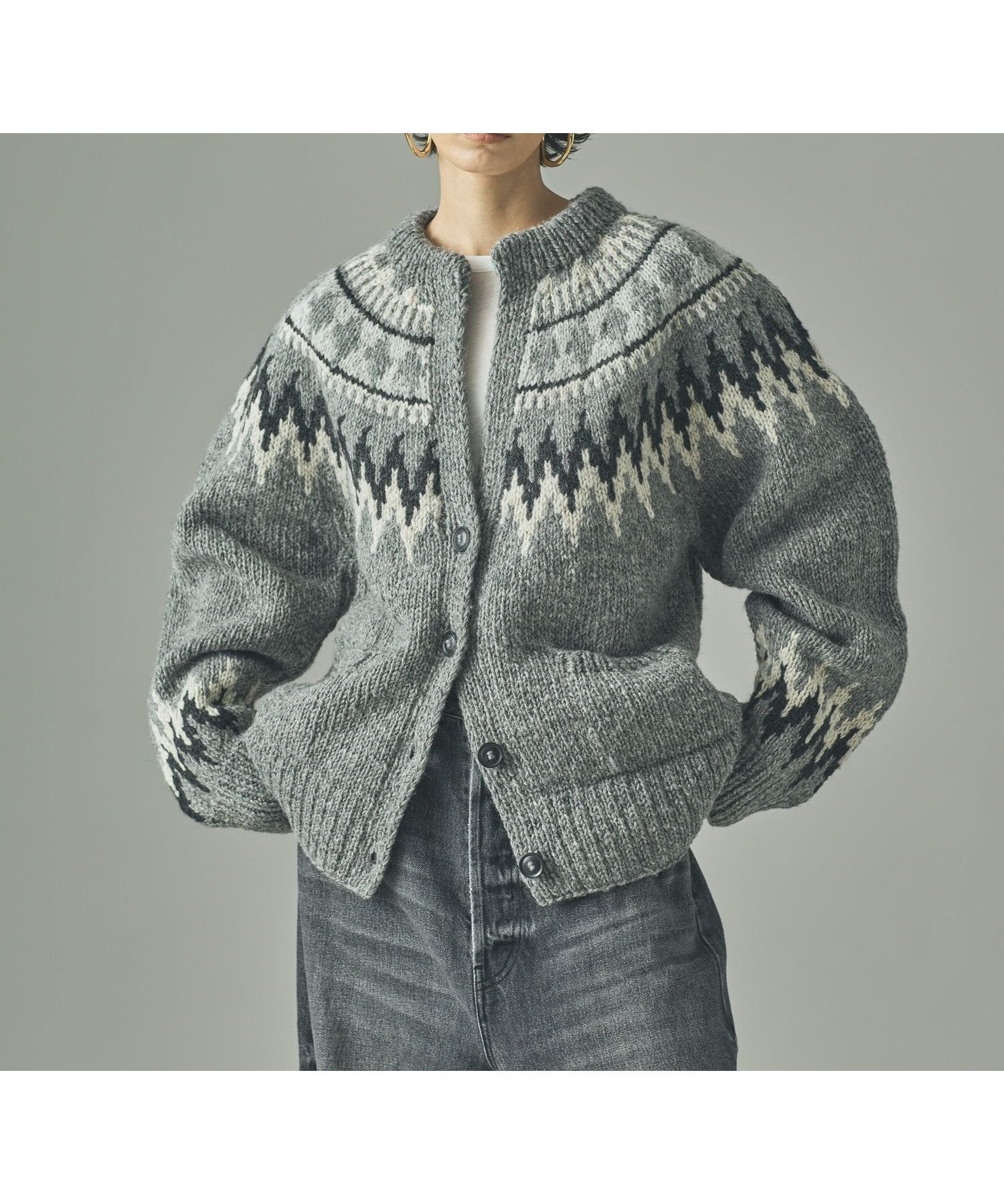 【カレンソロジー/Curensology】のノルディックカーディガン インテリア・キッズ・メンズ・レディースファッション・服の通販 founy(ファニー) ファッション Fashion レディースファッション Fashion for Women トップス・カットソー Cut & Sew Tops カーディガン・羽織り Layered Style Cardigans エレガント 上品 Elegant カーディガン Cardigan, Knitwear スラックス Slacks, Dress Pants 手編み Hand-Knitted, Handmade Knit フレア Flare, Flared ベーシック Basic, Essential ワイド Wide, Wide Fit グレー|ID: prp329100004724685 ipo3291000000034831648