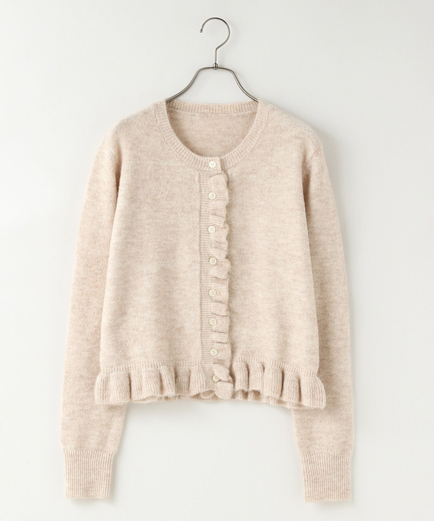 【ローリーズファーム/LOWRYS FARM】のチビフリルカーディガンロングスリーブ インテリア・キッズ・メンズ・レディースファッション・服の通販 founy(ファニー)  ファッション Fashion レディースファッション Fashion for Women トップス・カットソー Cut & Sew Tops カーディガン・羽織り Layered Style Cardigans カーディガン Cardigan, Knitwear コンパクト Compact, Small Size シンプル Simple, Minimal ストレッチ Stretch, Stretchy Fabric バランス Balance, Style Balance フェミニン Feminine, Girly フリル Frill, Ruffle ボトム Bottoms, Lower Wear アイボリー08|ID: prp329100004724776 ipo3291000000034259172