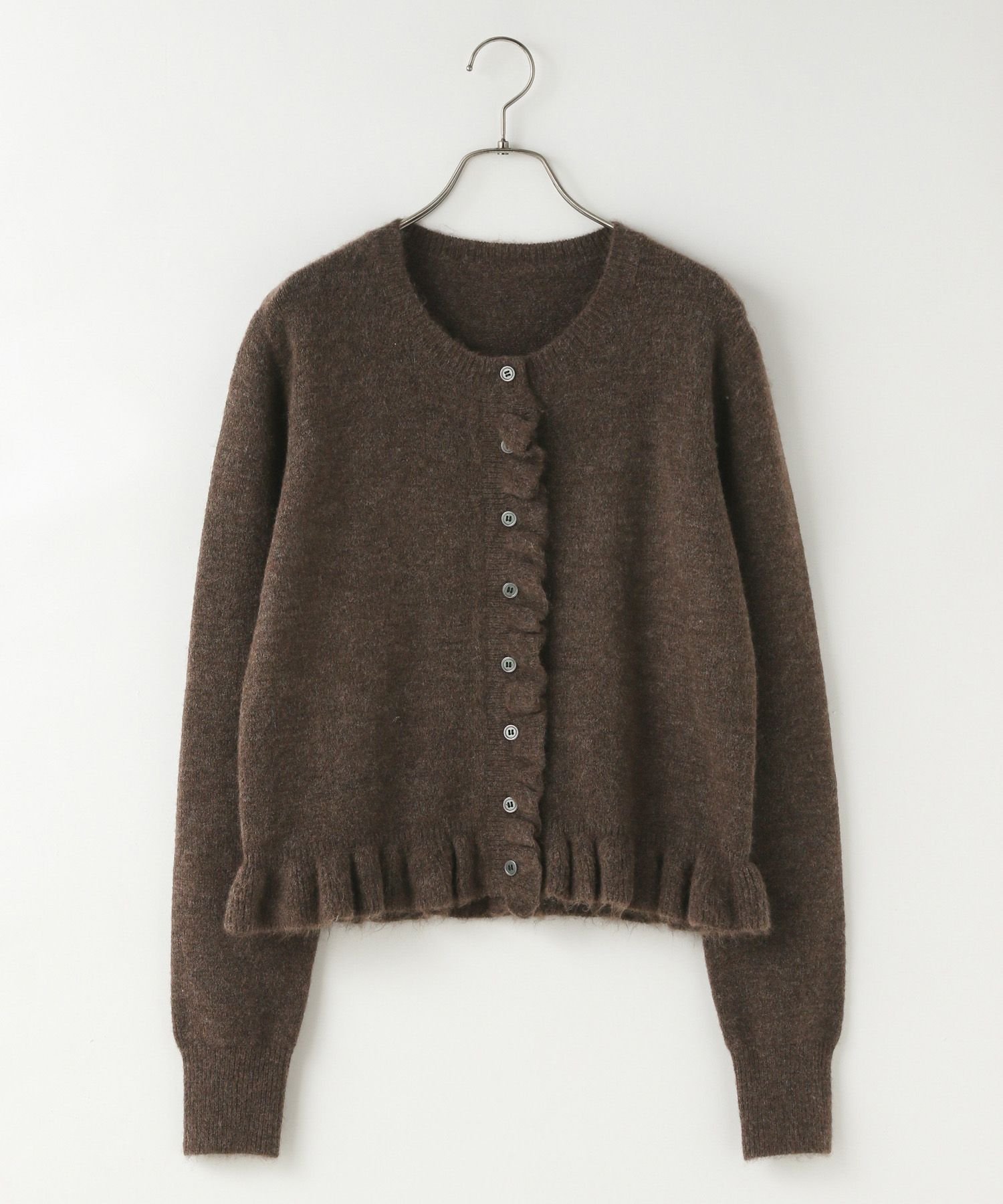 【ローリーズファーム/LOWRYS FARM】のチビフリルカーディガンロングスリーブ インテリア・キッズ・メンズ・レディースファッション・服の通販 founy(ファニー)  ファッション Fashion レディースファッション Fashion for Women トップス・カットソー Cut & Sew Tops カーディガン・羽織り Layered Style Cardigans カーディガン Cardigan, Knitwear コンパクト Compact, Small Size シンプル Simple, Minimal ストレッチ Stretch, Stretchy Fabric バランス Balance, Style Balance フェミニン Feminine, Girly フリル Frill, Ruffle ボトム Bottoms, Lower Wear ブラウン58|ID: prp329100004724776 ipo3291000000034259176