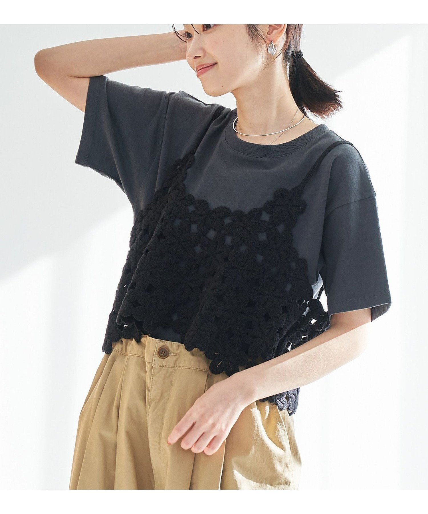 【コーエン/COEN】の【セットアイテム】 クロシェキャミセットT 人気、トレンドファッション・服の通販 founy(ファニー) 　ファッション　Fashion　レディースファッション　Fashion for Women　トップス・カットソー　Cut & Sew Tops　キャミソール&ノースリーブ　Camisoles & Sleeveless Tops　キャミ　Camisole, Cami Top　キャミソール　Camisole, Spaghetti Strap Top　クロシェ　Crochet, Knitted Lace　シンプル　Simple, Minimal　デニム　Denim, Jeans Material　トレンド　Trend, Trending Now　定番　Standard, Basic Item　フェミニン　Feminine, Girly　フラワー　Flower, Floral　ベーシック　Basic, Essential　モチーフ　Motif, Design Theme　おすすめ　Recommended / Our Picks　 other-1|ID: prp329100004724942 ipo3291000000034236507
