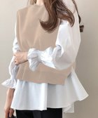 【アミュレット/Amulet】の【Amulet】ニットベスト付きブラウス オフィス シンプル シャツ 秋 冬 レディース ベージュ×ホワイト|ID: prp329100004725468 ipo3291000000034195719