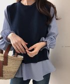 【アミュレット/Amulet】の【Amulet】ニットベスト付きブラウス オフィス シンプル シャツ 秋 冬 レディース ブラック×ブラック|ID: prp329100004725468 ipo3291000000034195721