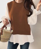 【アミュレット/Amulet】の【Amulet】ニットベスト付きブラウス オフィス シンプル シャツ 秋 冬 レディース ブラウン×ベージュ|ID: prp329100004725468 ipo3291000000034195723