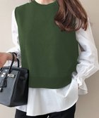 【アミュレット/Amulet】の【Amulet】ニットベスト付きブラウス オフィス シンプル シャツ 秋 冬 レディース カーキ×ホワイト|ID: prp329100004725468 ipo3291000000034195725