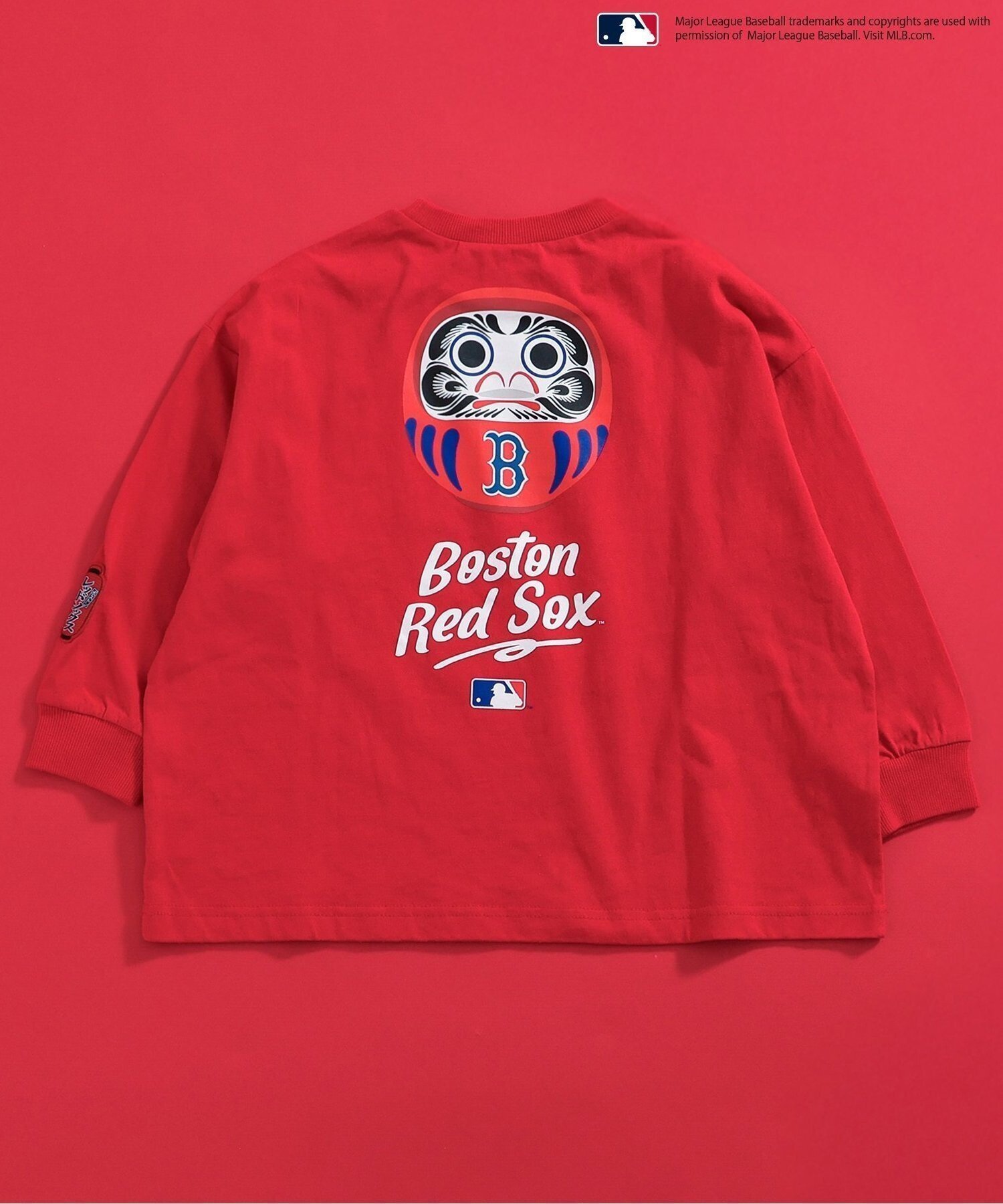 【エフオー オンラインストア/F.O.Online Store / KIDS】のMLB JAPANダルマロンT インテリア・キッズ・メンズ・レディースファッション・服の通販 founy(ファニー) 　ファッション　Fashion　キッズファッション　Fashion for Kids　シンプル　Simple, Minimal　ソックス　Socks, Hosiery　ニューヨーク　New York, NYC Style　プリント　Print, Printed Pattern　ボストン　Boston　長袖　Long Sleeve, Full Sleeve　レッド|ID: prp329100004725499 ipo3291000000034145903