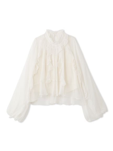 【スナイデル/SNIDEL】のラッフルフリルブラウス インテリア・キッズ・メンズ・レディースファッション・服の通販 founy(ファニー) 　ファッション　Fashion　レディースファッション　Fashion for Women　トップス・カットソー　Cut & Sew Tops　シャツ・ブラウス・オフィスカジュアル　Elegant Blouses & Button-Ups　インナー　Innerwear　インナーキャミ　Inner Camisole　スマート　Smart, Elegant　バルーン　Balloon, Balloon Silhouette　フェミニン　Feminine, Girly　フリル　Frill, Ruffle　おすすめ　Recommended / Our Picks　WHT[001]|ID: prp329100004725517 ipo3291000000034145968