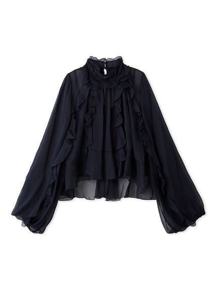【スナイデル/SNIDEL】のラッフルフリルブラウス インテリア・キッズ・メンズ・レディースファッション・服の通販 founy(ファニー) 　ファッション　Fashion　レディースファッション　Fashion for Women　トップス・カットソー　Cut & Sew Tops　シャツ・ブラウス・オフィスカジュアル　Elegant Blouses & Button-Ups　インナー　Innerwear　インナーキャミ　Inner Camisole　スマート　Smart, Elegant　バルーン　Balloon, Balloon Silhouette　フェミニン　Feminine, Girly　フリル　Frill, Ruffle　おすすめ　Recommended / Our Picks　NVY[089]|ID: prp329100004725517 ipo3291000000034145970