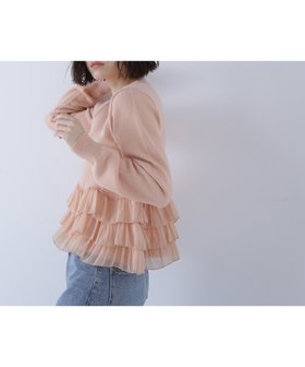 【ナチュラル ビューティー ベーシック/NATURAL BEAUTY BASIC】のヘムフリルドッキングニット 人気、トレンドファッション・服の通販 founy(ファニー) ファッション Fashion レディースファッション Fashion for Women トップス・カットソー Cut & Sew Tops ニット Knit Tops & Sweaters シフォン Chiffon, Lightweight Fabric フェミニン Feminine, Girly フリル Frill, Ruffle ヘムライン Hemline, Bottom Cut ペプラム Peplum, Flared Hem |ID:prp329100004725591