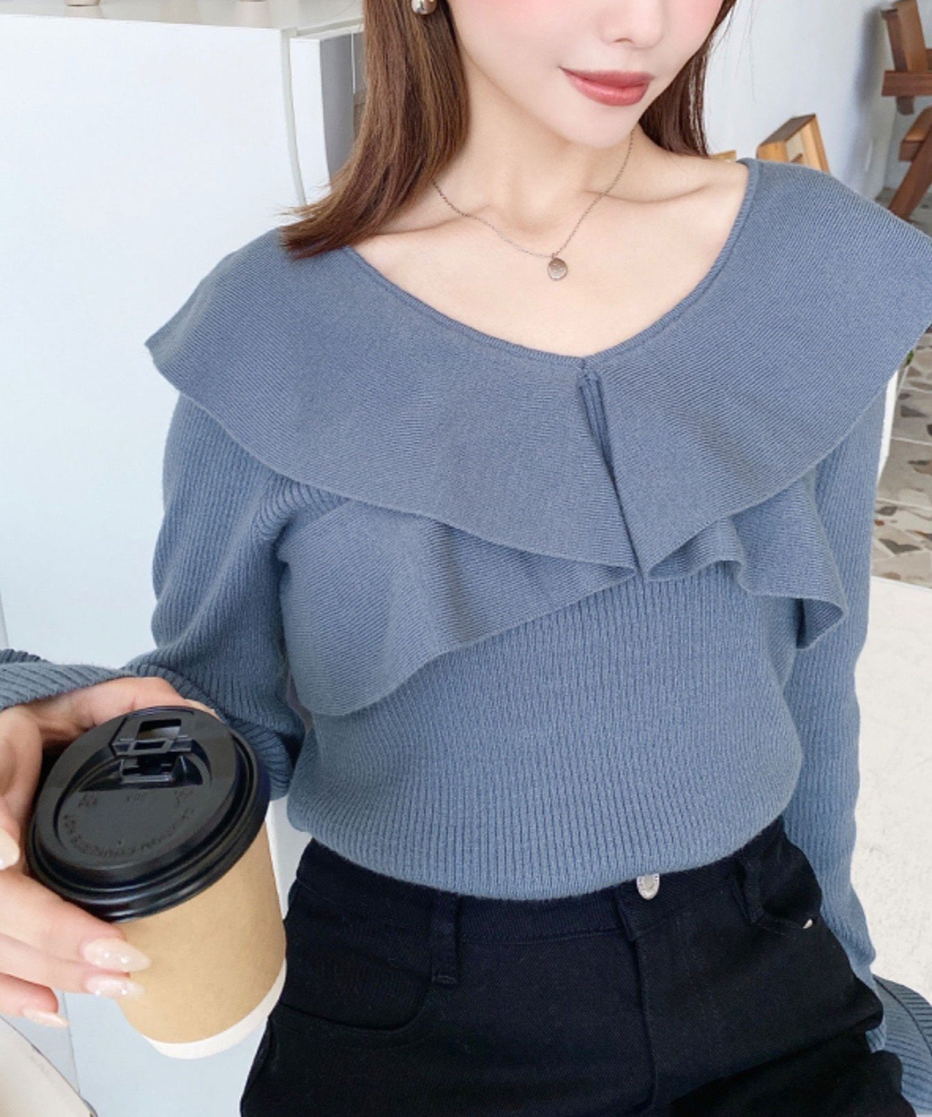 【モーメントプラス/moment+ / MEN】の12G フリルニットプルオーバー インテリア・キッズ・メンズ・レディースファッション・服の通販 founy(ファニー) 　ファッション　Fashion　メンズファッション　Fashion for Men　トップス・カットソー　Cut & Sew Tops　ニット・セーター / 定番トップス　Knit Tops & Sweaters　インナー　Innerwear　軽量　Lightweight, Ultra Light　シューズ　Shoes, Footwear　スラックス　Slacks, Dress Pants　デニム　Denim, Jeans Material　トレンド　Trend, Trending Now　バレエ　Ballet, Ballet Style　フィット　Fit, Slim Fit　フェミニン　Feminine, Girly　フリル　Frill, Ruffle　フレア　Flare, Flared　ベーシック　Basic, Essential　ボトム　Bottoms, Lower Wear　無地　Plain, Solid Color　リブニット　Rib Knit, Ribbed Knit　再入荷　Restock / Back in Stock　プチプライス・低価格　Affordable / Budget Price　おすすめ　Recommended / Our Picks　エレガント 上品　Elegant　ブルー|ID: prp329100004725691 ipo3291000000034215249