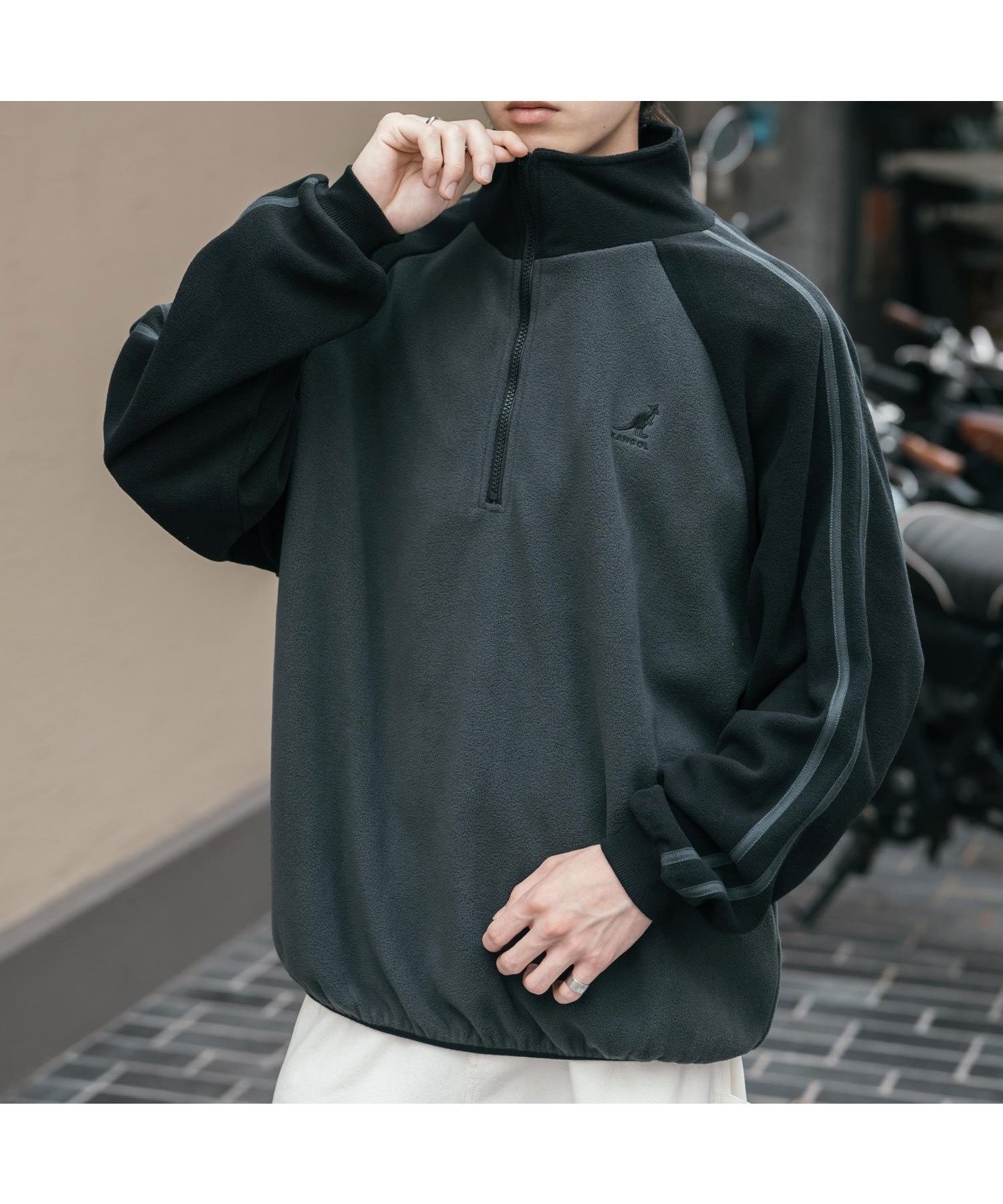 【ロッキーモンロー/Rocky Monroe】の新色追加 KANGOL 別注コラボサイドラインロゴ刺繍ハーフジップフリース インテリア・キッズ・メンズ・レディースファッション・服の通販 founy(ファニー) 　ファッション　Fashion　レディースファッション　Fashion for Women　インナー　Innerwear　春　Spring　秋　Autumn　コンパクト　Compact, Small Size　軽量　Lightweight, Ultra Light　スポーツ　Sports, Activewear　ダブル　Double, Double-Breasted　人気　Popular, Best Seller　別注　Limited Edition, Custom Order　メンズ　Men's, Menswear　ロング　Long, Long-Length　ワイド　Wide, Wide Fit　冬　Winter / This Winter　再入荷　Restock / Back in Stock　おすすめ　Recommended / Our Picks　エレガント 上品　Elegant　2025年　2025　2025-2026秋冬・A/W　Autumn/Winter 2025–26 AW25–26　A.チャコール|ID: prp329100004725722 ipo3291000000036069153