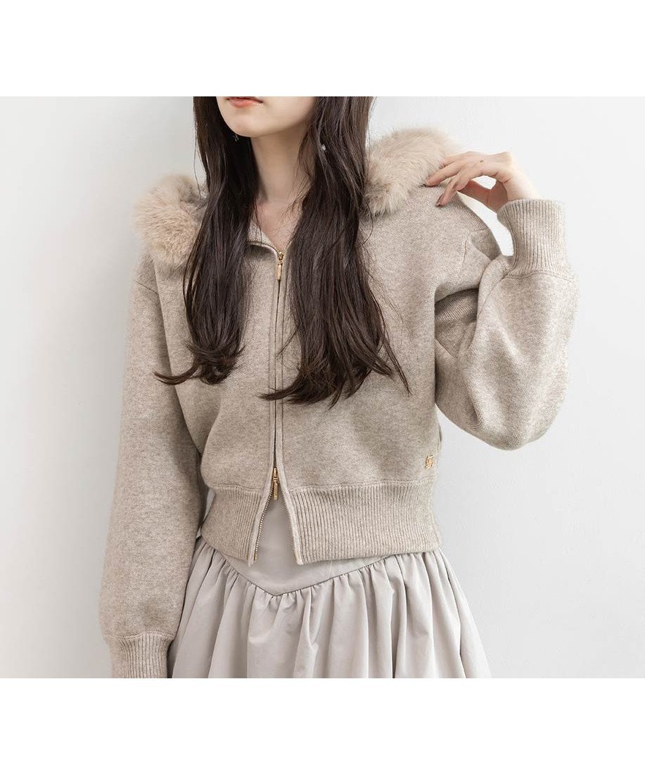 【ランダ/RANDA】の2WAY フェイクファーニットパーカー インテリア・キッズ・メンズ・レディースファッション・服の通販 founy(ファニー) 　ファッション　Fashion　レディースファッション　Fashion for Women　トップス・カットソー　Cut & Sew Tops　ニット　Knit Tops & Sweaters　レディースパーカー・カジュアルフーディー　Casual Hoodies & Sweatshirts　スニーカー　Sneakers, Trainers　パーカー　Hoodie, Parka　フェイクファー　Faux Fur, Imitation Fur　ロング　Long, Long-Length　BEIGE|ID: prp329100004725724 ipo3291000000034146835