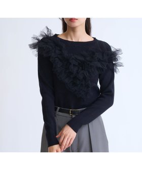 【ノエラ/Noela】のチュールフリルドッキングニット 人気、トレンドファッション・服の通販 founy(ファニー) ファッション Fashion レディースファッション Fashion for Women トップス・カットソー Cut & Sew Tops ニット Knit Tops & Sweaters アシンメトリー Asymmetrical Style インナー Innerwear ウォーム Warm Fabric タイトスカート Pencil Skirt, Tight Skirt バランス Balance, Style Balance ポケット Pocket, Pocket Detail リブニット Rib Knit, Ribbed Knit |ID:prp329100004725757