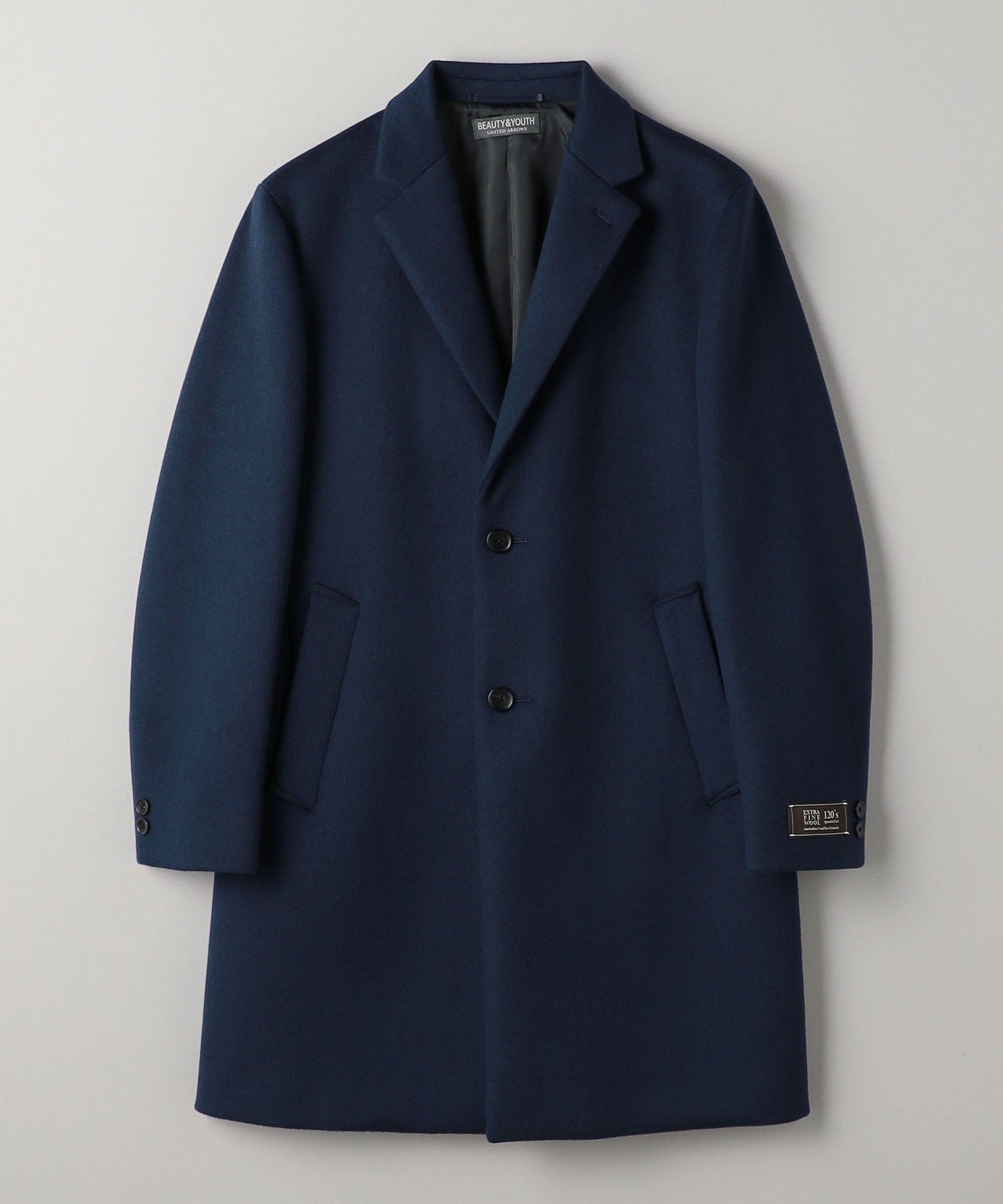【ユナイテッドアローズ/UNITED ARROWS / MEN】のスーパー120 メルトン チェスターコート インテリア・キッズ・メンズ・レディースファッション・服の通販 founy(ファニー) 　ファッション　Fashion　メンズファッション　Fashion for Men　コンパクト　Compact, Small Size　セットアップ　Set-Up, Coordinated Outfit　タートル　Turtleneck, Turtle Collar　チェスターコート　Chester Coat, Long Coat　ハーフ　Half, Half-Length　バランス　Balance, Style Balance　フィット　Fit, Slim Fit　ポケット　Pocket, Pocket Detail　別注　Limited Edition, Custom Order　メルトン　Melton, Heavy Wool　ライニング　Inner Lining, Inner Fabric, Lined　アウトレット　Outlet / Clearance　ROYAL|ID: prp329100004725800 ipo3291000000034232016