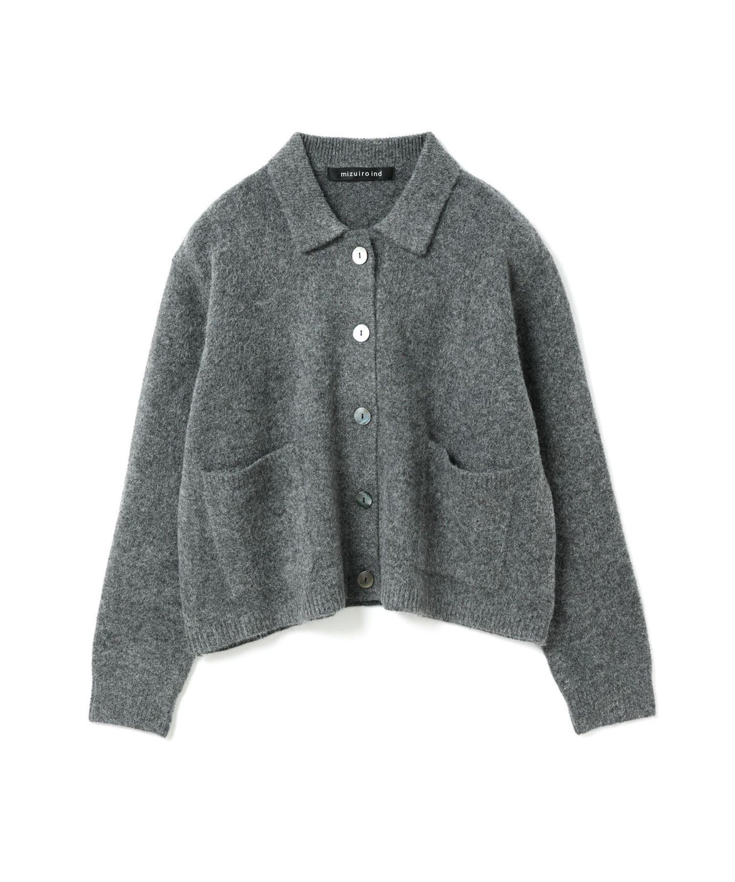 【マーコート/MARcourt】のmizuiro ind 襟付きショートカーディガン インテリア・キッズ・メンズ・レディースファッション・服の通販 founy(ファニー) 　ファッション　Fashion　レディースファッション　Fashion for Women　トップス・カットソー　Cut & Sew Tops　カーディガン・羽織り　Layered Style Cardigans　ウォッシャブル　Machine Washable　カーディガン　Cardigan, Knitwear　ショート　Short, Short Length　フロント　Front, Front Design　ポケット　Pocket, Pocket Detail　レギュラー　Regular, Standard Fit　無地　Plain, Solid Color　A/W・秋冬　Autumn/Winter　長袖　Long Sleeve, Full Sleeve　ダークグレー|ID: prp329100004725814 ipo3291000000034503036