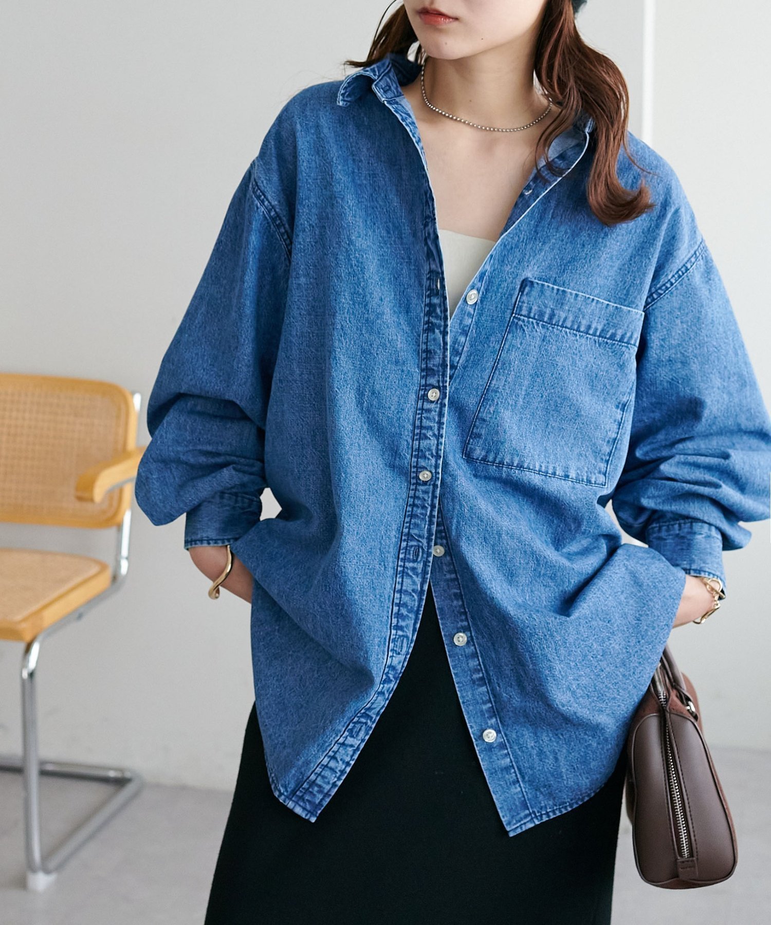 【ディスコート/Discoat】の【WEB限定】ダンガリーシャツ インテリア・キッズ・メンズ・レディースファッション・服の通販 founy(ファニー) 　ファッション　Fashion　レディースファッション　Fashion for Women　トップス・カットソー　Cut & Sew Tops　シャツ・ブラウス・オフィスカジュアル　Elegant Blouses & Button-Ups　ブルー|ID: prp329100004726003 ipo3291000000034147946