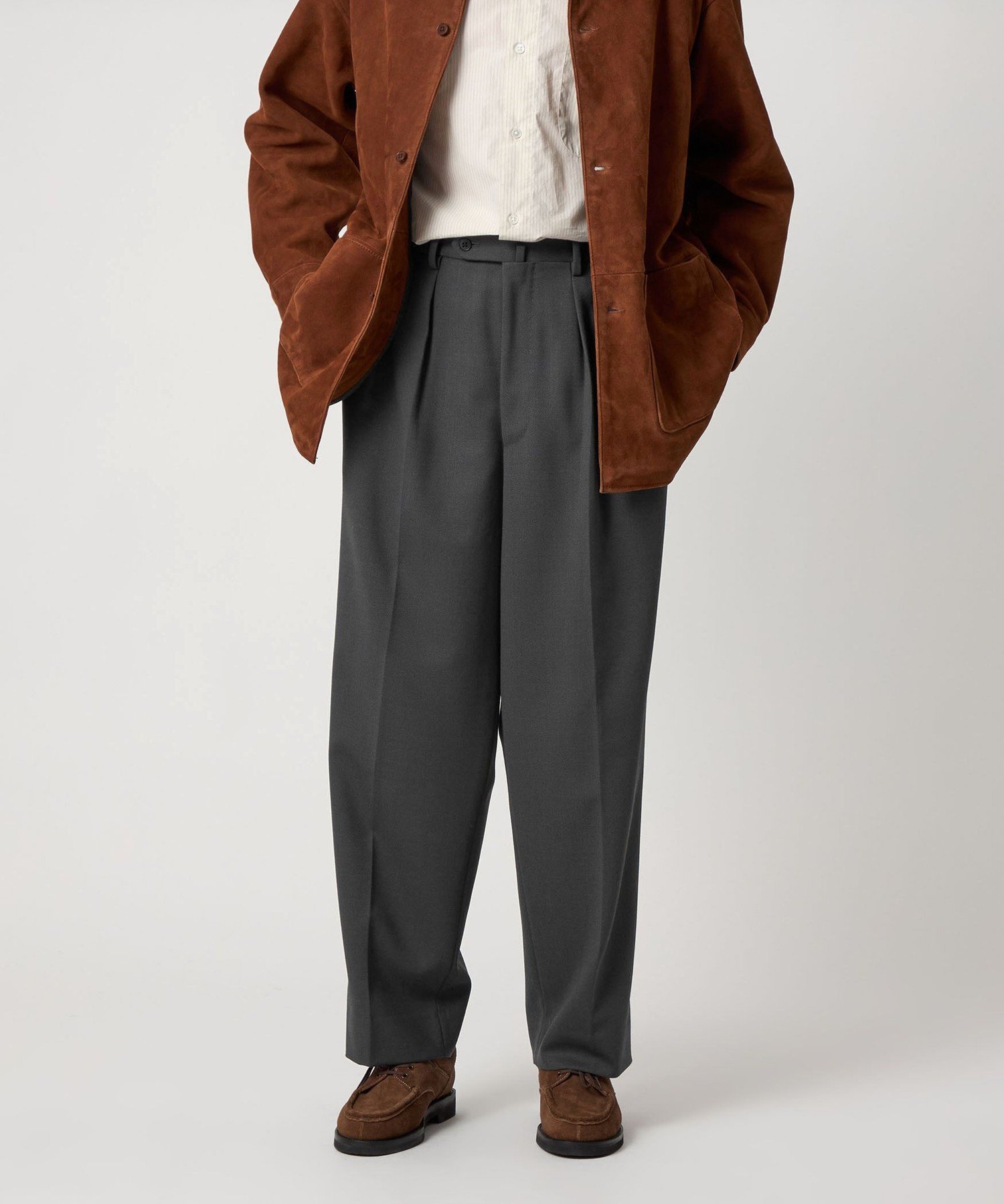 【ビューティ&ユース ユナイテッドアローズ/BEAUTY&YOUTH / UNITED ARROWS / MEN】のSteven Alan ヴィンテージツイル インツープリーツ ドレス トラウザーズ インテリア・キッズ・メンズ・レディースファッション・服の通販 founy(ファニー) 　ファッション　Fashion　メンズファッション　Fashion for Men　キュプラ　Cupro, Eco Fabric　スラックス　Slacks, Dress Pants　ツイル　Twist, Twisted Detail　テーパード　Tapered, Tapered Pants　ドレス　Dress, One-Piece　バランス　Balance, Style Balance　フォルム　Silhouette, Form　ワイド　Wide, Wide Fit　エレガント 上品　Elegant　DK.GRAY|ID: prp329100004726011 ipo3291000000034440139