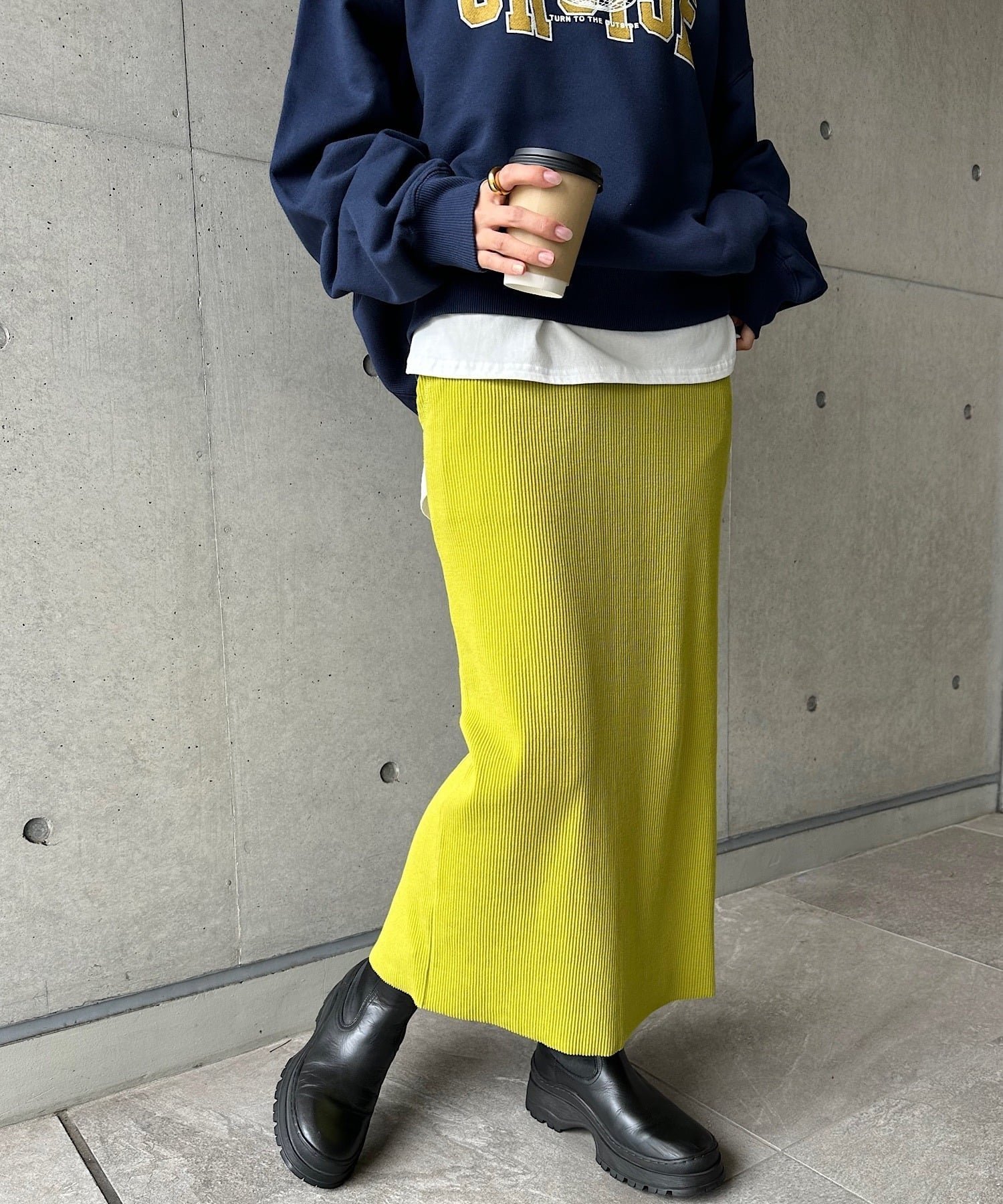 【アンドミー/andme】のセルフカット リブ ロング タイトスカート インテリア・キッズ・メンズ・レディースファッション・服の通販 founy(ファニー) 　ファッション　Fashion　レディースファッション　Fashion for Women　スカート　Skirts　おすすめ　Recommended / Our Picks　スリット　Slit, Slit Detail　タイトスカート　Pencil Skirt, Tight Skirt　ポケット　Pocket, Pocket Detail　ロング　Long, Long-Length　楽ちん　Easy Fit, Comfortable　ライム|ID: prp329100004726018 ipo3291000000035110898