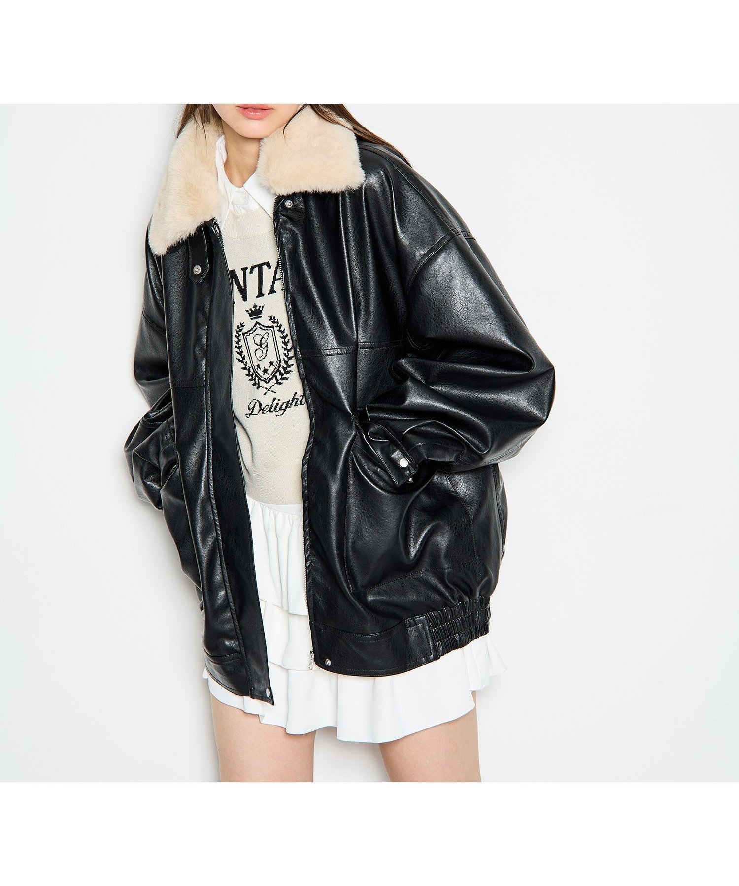 【イング/INGNI】の【WEB限定】ファーティペット付フェイクレザーブルゾン 人気、トレンドファッション・服の通販 founy(ファニー) 　ファッション　Fashion　レディースファッション　Fashion for Women　アウター　Coat / Outerwear Collection　ブルゾンジャケット・スポーティアウター　Blouson Jackets　ガーリー　Girly, Feminine Style　ジャケット　Jacket, Outerwear　スマホ　Smartphone, Mobile Device　ブルゾン　Blouson, Bomber Jacket　ポケット　Pocket, Pocket Detail　ミドル　Middle Length, Mid Height　おすすめ　Recommended / Our Picks　 other-1|ID: prp329100004726059 ipo3291000000034148210