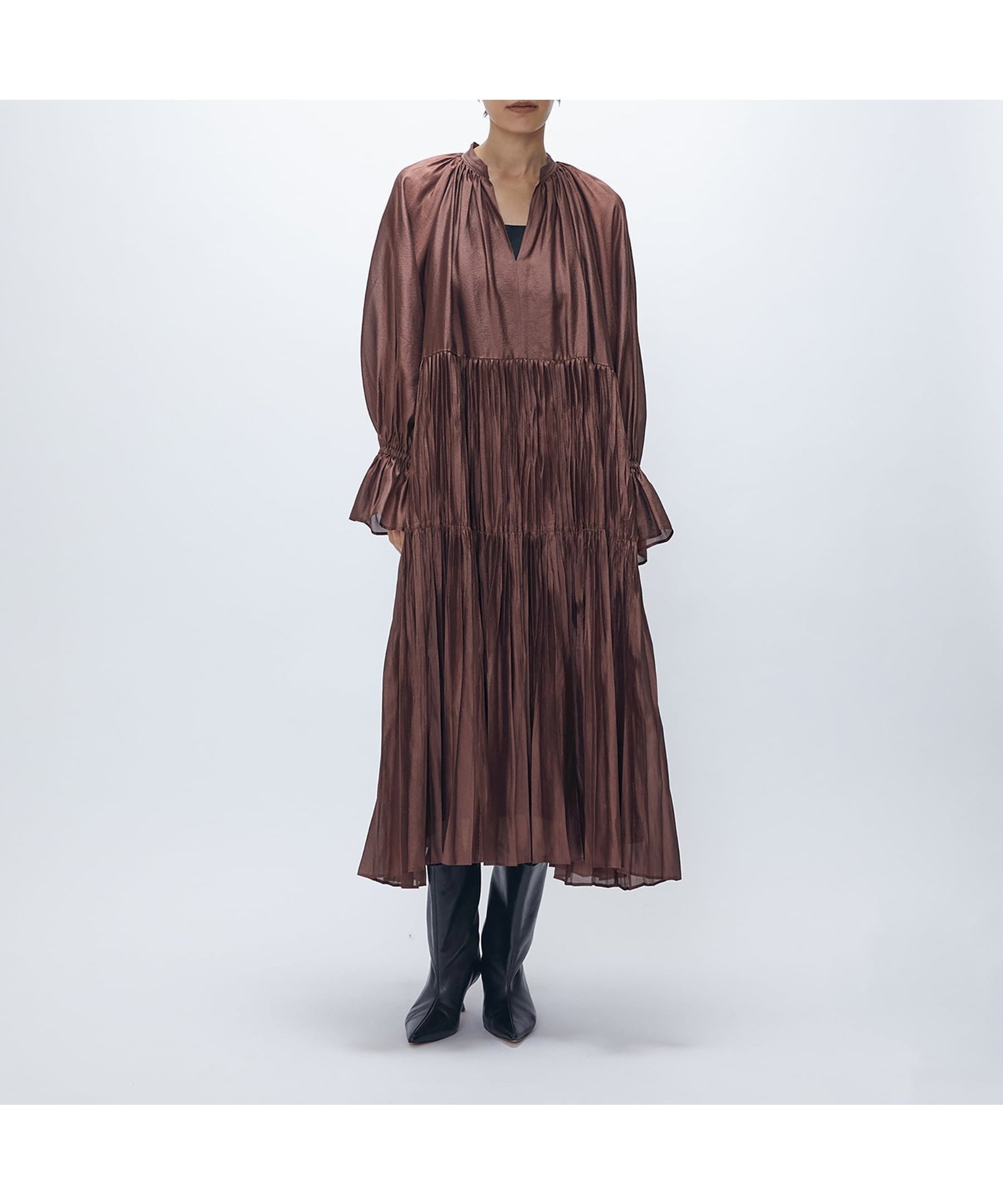 【プルミエ アロンディスモン/1er Arrondissement / MEN】のティアード手絞りプリーツワンピース インテリア・キッズ・メンズ・レディースファッション・服の通販 founy(ファニー) 　ファッション　Fashion　メンズファッション　Fashion for Men　エアリー　Airy Texture　ギャザー　Gathered, Ruffled　スリーブ　Sleeve, Long Sleeve / Short Sleeve　ティアード　Tiered, Tiered Style　フェミニン　Feminine, Girly　プリーツ　Pleats, Pleated　ワッシャー　Washer, Crinkled Finish　Web限定Brown|ID: prp329100004726145 ipo3291000000034148557