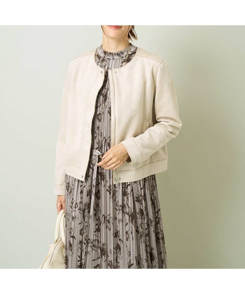 【アー ヴェー ヴェー/a.v.v】のスエードノーカラージャケット 人気、トレンドファッション・服の通販 founy(ファニー) 　ファッション　Fashion　レディースファッション　Fashion for Women　アウター　Coat / Outerwear Collection　レディースジャケット・軽アウター　Jackets　ノーカラージャケット / シンプル上品コーデ　Collarless Jackets　なめらか　Smooth, Silky Texture　コンパクト　Compact, Small Size　ショート　Short, Short Length　ジャケット　Jacket, Outerwear　ブルゾン　Blouson, Bomber Jacket　ボトム　Bottoms, Lower Wear　ビジネス 仕事 通勤　Business / Work / Commuting　再入荷　Restock / Back in Stock　秋　Autumn　 other-1|ID: prp329100004726188 ipo3291000000034380278