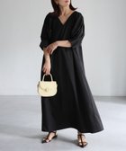 【リベリー/Riberry】のVネックパフスリーブワンピース【無地/ストライプ】 ブラック|ID: prp329100004726196 ipo3291000000034660088