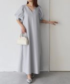 【リベリー/Riberry】のVネックパフスリーブワンピース【無地/ストライプ】 ネイビーストライプ|ID: prp329100004726196 ipo3291000000034660095