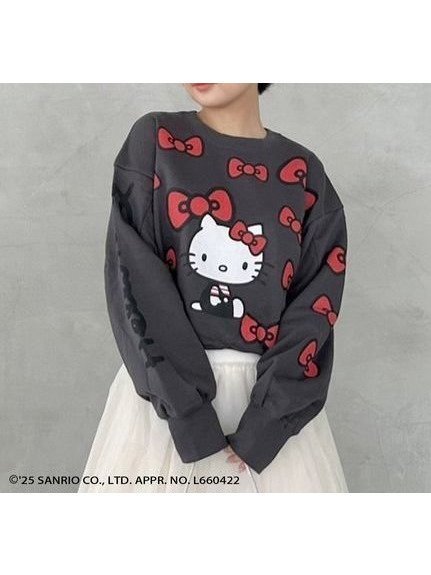 【スナイデル/SNIDEL】の【HELLO KITTY】バリエプルオーバー インテリア・キッズ・メンズ・レディースファッション・服の通販 founy(ファニー) 　ファッション　Fashion　レディースファッション　Fashion for Women　トップス・カットソー　Cut & Sew Tops　カジュアルプルオーバー・ニットトップス　Pullovers & Knit Tops / Casual Pullovers　ヴィンテージ　Vintage Style　グラフィック　Graphic, Graphic Design　今季　This Season, Current Season　ショルダー　Shoulder, Shoulder Strap　ストレート　Straight, Straight Cut　スペシャル　Special, Limited Edition　スマート　Smart, Elegant　ドロップ　Drop Shoulder, Dropped Style　フォルム　Silhouette, Form　フロント　Front, Front Design　プリント　Print, Printed Pattern　ミニスカート　Mini Skirt, Short Skirt　リボン　Ribbon, Bow　ワイド　Wide, Wide Fit　おすすめ　Recommended / Our Picks　BLK[009]|ID: prp329100004726200 ipo3291000000034148755