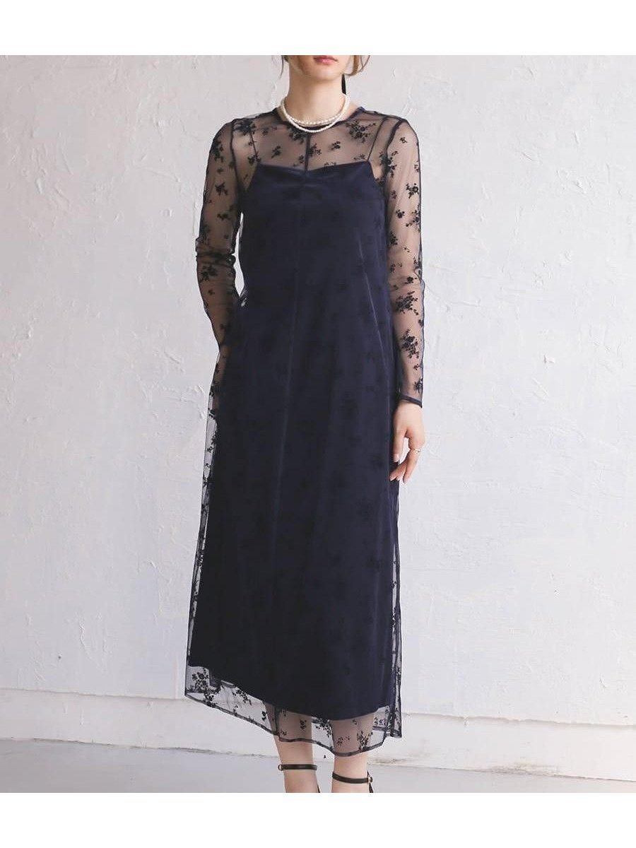 【ラシュッド/LASUD】のフラワーフロッキーベロア2wayドレス インテリア・キッズ・メンズ・レディースファッション・服の通販 founy(ファニー) ファッション Fashion レディースファッション Fashion for Women トップス・カットソー Cut & Sew Tops ベロアトップス Velour Tops / Velvet-Look Items ワンピース Dresses フォーマル・パーティードレス・結婚式用ドレス Elegant & Casual Dresses おすすめ Recommended / Our Picks キャミソール Camisole, Spaghetti Strap Top セレモニー Ceremony ドレス Dress, One-Piece パール Pearl, Pearl Accent フラワー Flower, Floral ベロア Velour, Soft Velvet ペチコート Petticoat, Underskirt リボン Ribbon, Bow 結婚式 Wedding ネイビー|ID: prp329100004726217 ipo3291000000034393660