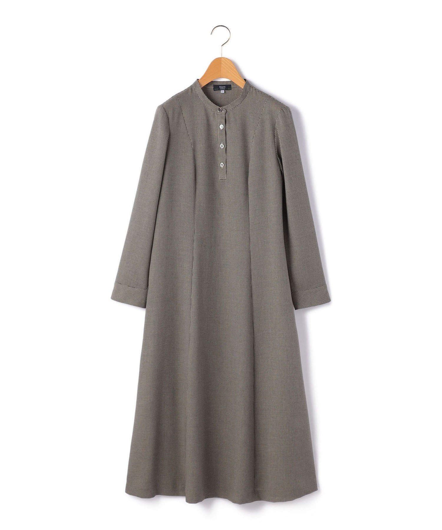 【キース/KEITH】の【Lサイズ】ステートハウンドトゥースワンピース インテリア・キッズ・メンズ・レディースファッション・服の通販 founy(ファニー) 　ファッション　Fashion　レディースファッション　Fashion for Women　ワンピース　Dresses　おすすめ　Recommended / Our Picks　アンダー　Underwear Essentials　スカーフ　Scarf, Neckwear　スリット　Slit, Slit Detail　ハウンドトゥース　Houndstooth, Dogtooth Check　フレア　Flare, Flared　ブラック|ID: prp329100004726250 ipo3291000000034148943