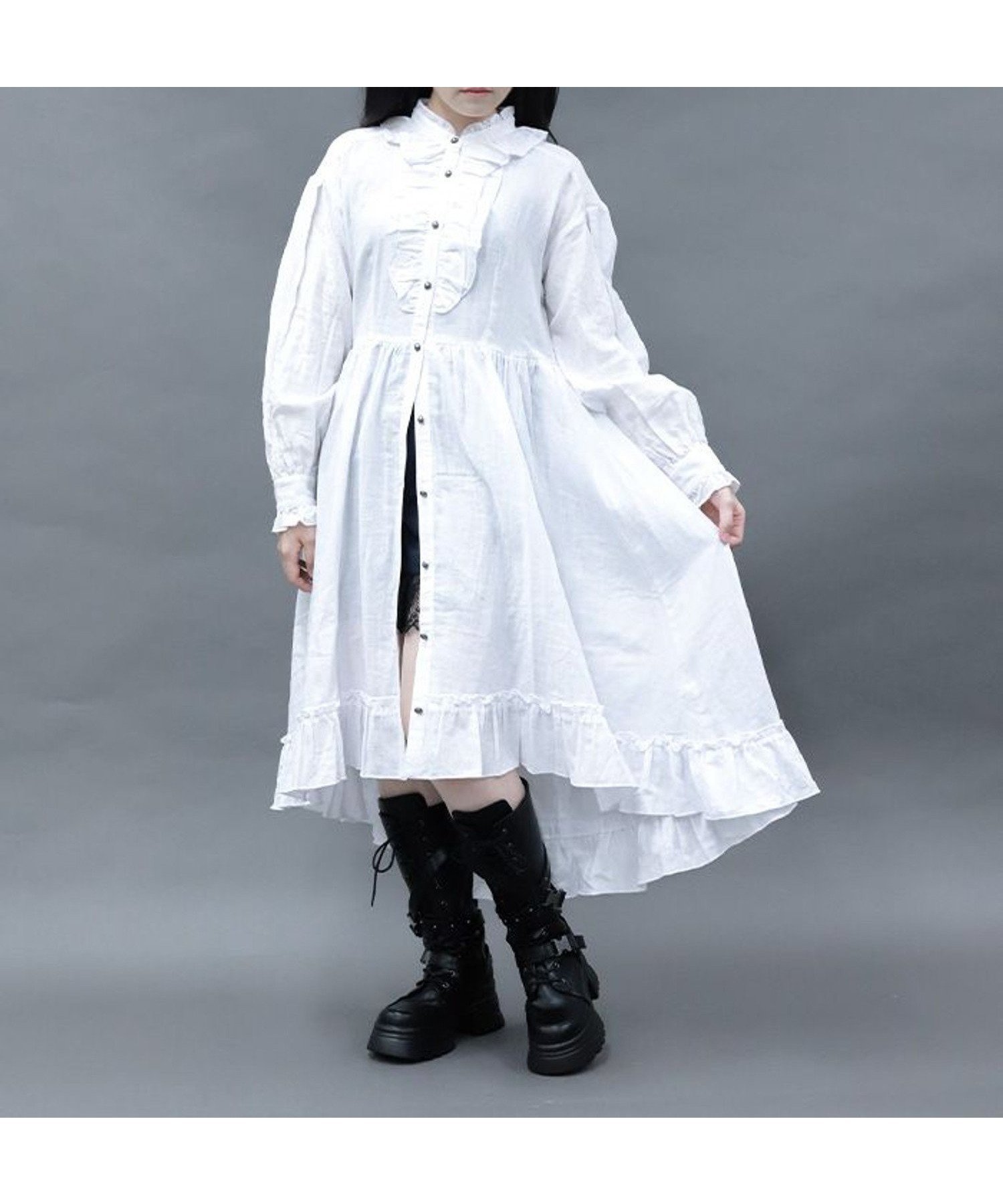 【アクシーズファム/axes femme】のガーゼフリルシャツワンピース インテリア・キッズ・メンズ・レディースファッション・服の通販 founy(ファニー)  ファッション Fashion レディースファッション Fashion for Women ワンピース Dresses シャツワンピース / 1枚で着映えコーデ Shirt Dresses おすすめ Recommended / Our Picks スタッズ Studs, Metal Accents フリル Frill, Ruffle メタル Metal, Metal Parts 白|ID: prp329100004726266 ipo3291000000034148994