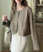 【ジュノア/JUNOAH】のMeiru 金釦ノーカラージャケット グレー|ID: prp329100004726285 ipo3291000000034498883