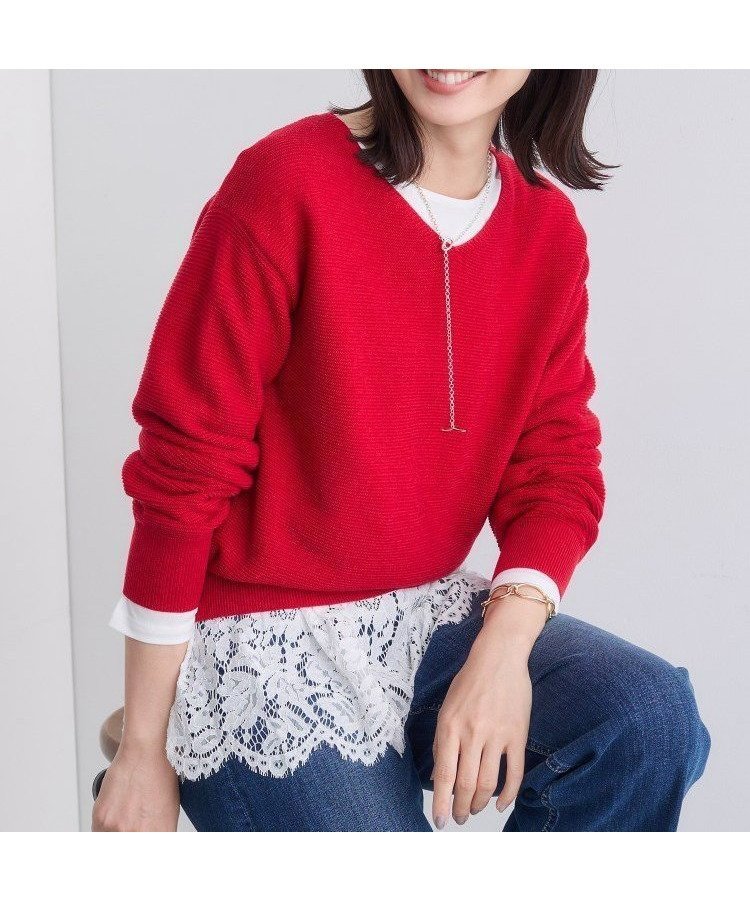【インディヴィ/INDIVI】の【ウール混ラメ素材】Vネック煌めきニット インテリア・キッズ・メンズ・レディースファッション・服の通販 founy(ファニー) 　ファッション　Fashion　レディースファッション　Fashion for Women　トップス・カットソー　Cut & Sew Tops　ニット　Knit Tops & Sweaters　Vネックトップス　V-Neck Tops / V-Cut Neckline Shirts　コンパクト　Compact, Small Size　スマート　Smart, Elegant　バランス　Balance, Style Balance　ラウンド　Round, Round Neck　ロング　Long, Long-Length　エレガント 上品　Elegant　ボルドー|ID: prp329100004726290 ipo3291000000034214426