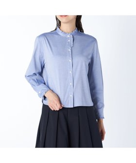 【キース/KEITH】のピンオックススタンドカラーブラウス 人気、トレンドファッション・服の通販 founy(ファニー) ファッション Fashion レディースファッション Fashion for Women トップス・カットソー Cut & Sew Tops シャツ・ブラウス・オフィスカジュアル Elegant Blouses & Button-Ups エレガント 上品 Elegant スタンド Stand Collar, Upright Stand ドレープ Drape, Draping Fabric フリル Frill, Ruffle 長袖 Long Sleeve, Full Sleeve |ID:prp329100004726295