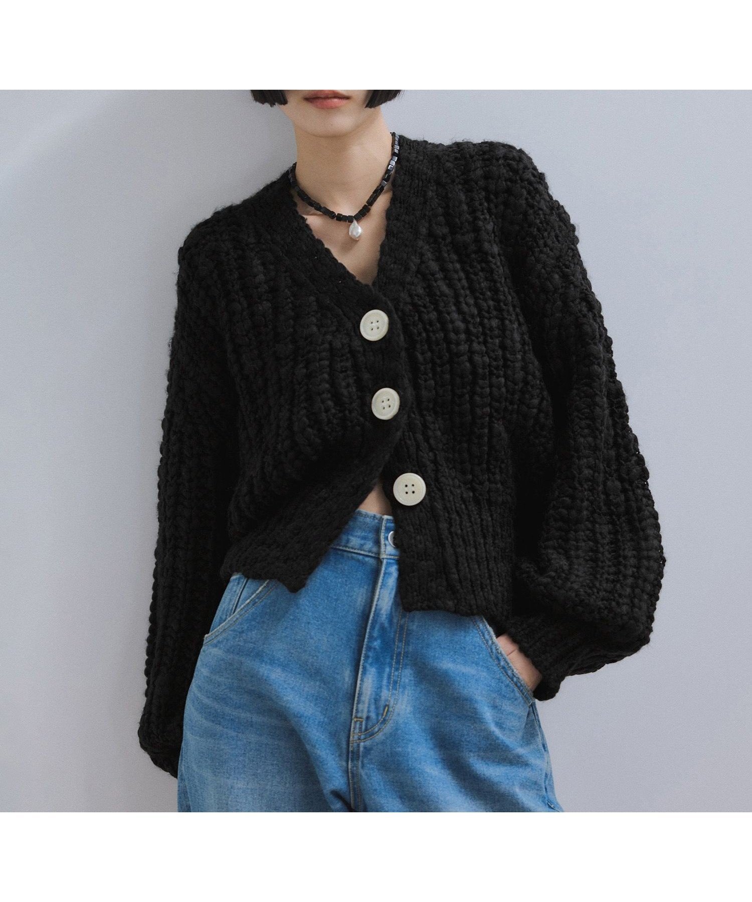 【アダム エ ロペ/ADAM ET ROPE'】の【WEB限定】ローゲージクロップドカーディガン インテリア・キッズ・メンズ・レディースファッション・服の通販 founy(ファニー)  ファッション Fashion レディースファッション Fashion for Women トップス・カットソー Cut & Sew Tops カーディガン・羽織り Layered Style Cardigans 2026年 2026 おすすめ Recommended / Our Picks カーディガン Cardigan, Knitwear コンパクト Compact, Small Size タートル Turtleneck, Turtle Collar フロント Front, Front Design ボトム Bottoms, Lower Wear ポケット Pocket, Pocket Detail ランダム Random, Irregular ワイド Wide, Wide Fit 手編み Hand-Knitted, Handmade Knit 畦 Ribbed Knit A/W・秋冬 Autumn/Winter ブラック(01)|ID: prp329100004726309 ipo3291000000034296644