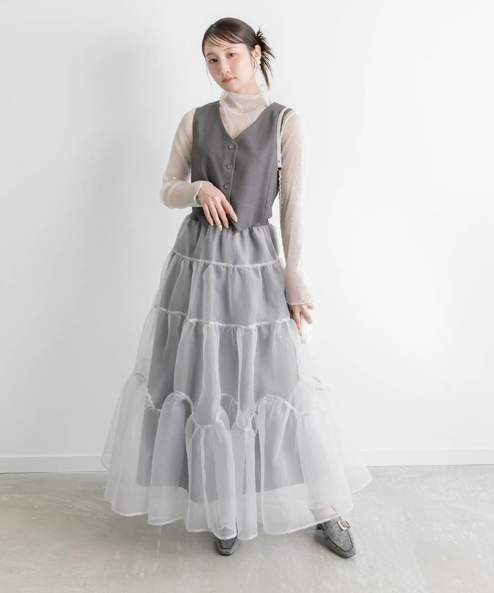 【ランダ/RANDA】のジレドッキングワンピース インテリア・キッズ・メンズ・レディースファッション・服の通販 founy(ファニー) https://founy.com/ ファッション Fashion レディースファッション Fashion for Women アウター Coat / Outerwear Collection インナー Innerwear コンパクト Compact, Small Size ドッキング Docking, Mixed Material フェミニン Feminine, Girly |ID: prp329100004726337 ipo3291000000034149266