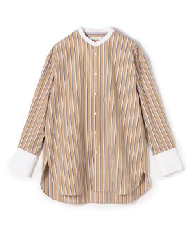 【トゥモローランド/TOMORROWLAND】のコットンブロード バンドカラーシャツ 人気、トレンドファッション・服の通販 founy(ファニー) ファッション Fashion レディースファッション Fashion for Women トップス・カットソー Cut & Sew Tops シャツ・ブラウス・オフィスカジュアル Elegant Blouses & Button-Ups ショルダー Shoulder, Shoulder Strap ストライプ Stripe, Striped Pattern スリット Slit, Slit Detail ブロード Broadcloth, Fine Cotton ボトム Bottoms, Lower Wear ポケット Pocket, Pocket Detail |ID:prp329100004726444