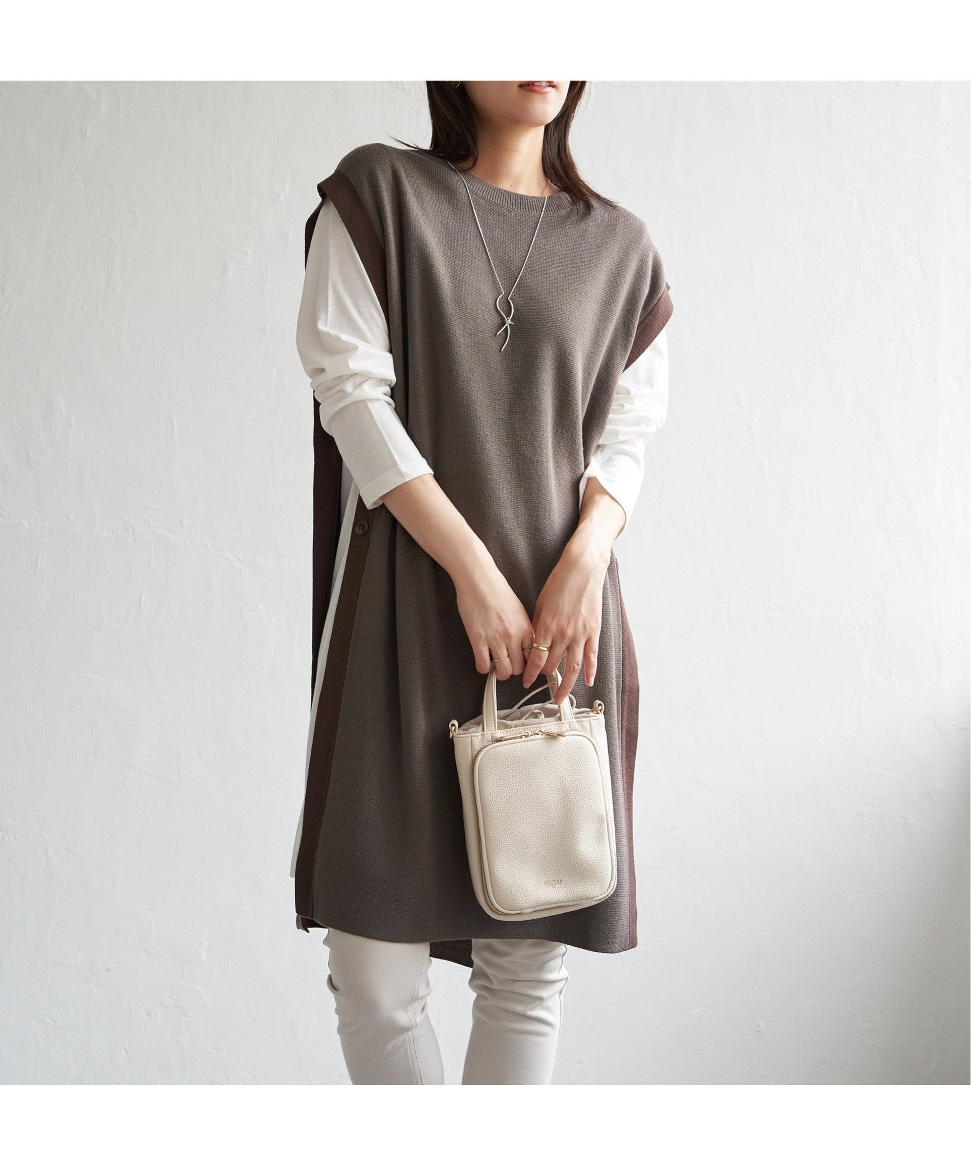 【イッカ/ikka】の【2点セット】サイドボタンニットベストセットワンピース インテリア・キッズ・メンズ・レディースファッション・服の通販 founy(ファニー) 　ファッション　Fashion　レディースファッション　Fashion for Women　アウター　Coat / Outerwear Collection　インナー　Innerwear　ベスト　Vest, Waistcoat　ベーシック　Basic, Essential　無地　Plain, Solid Color　コーヒー|ID: prp329100004726452 ipo3291000000034530045