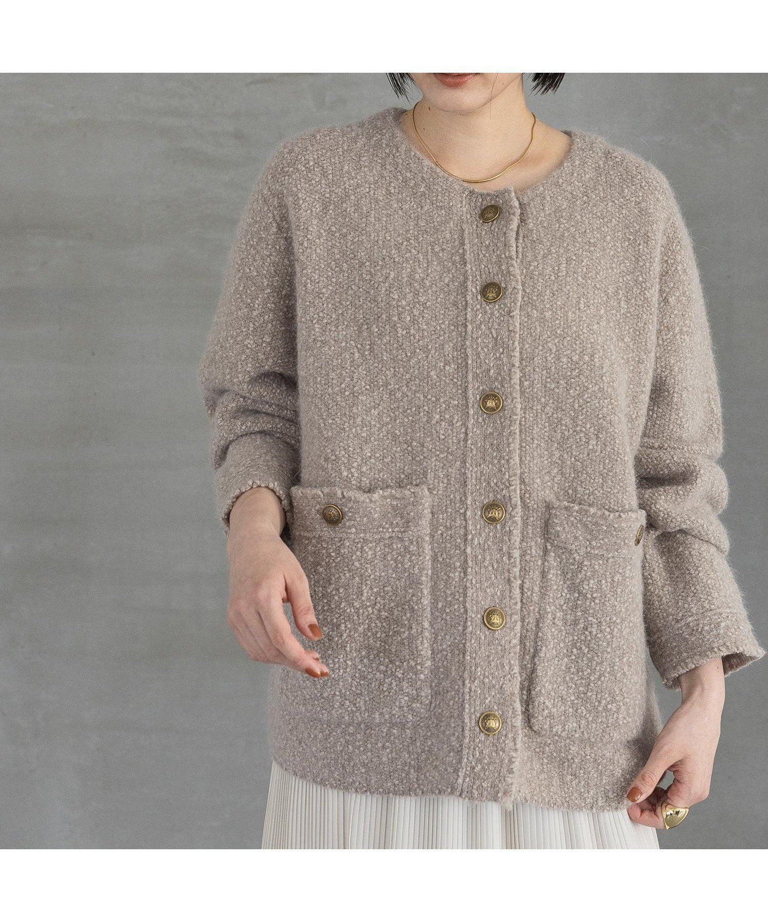 【アパートバイローリーズ/apart by lowrys】の【セットアップ対応】アンゴラウールツイードカーディガン インテリア・キッズ・メンズ・レディースファッション・服の通販 founy(ファニー) 　ファッション　Fashion　レディースファッション　Fashion for Women　トップス・カットソー　Cut & Sew Tops　カーディガン・羽織り　Layered Style Cardigans　アンゴラ　Angora Knitwear　カーディガン　Cardigan, Knitwear　コンパクト　Compact, Small Size　ショート　Short, Short Length　セットアップ　Set-Up, Coordinated Outfit　ツイード／ツィード　Choker, Choker Necklace　ツイード　Twill, Twill Weave　バランス　Balance, Style Balance　パッチ　Patch, Appliqué　フリンジ　Fringe, Tassel　ポケット　Pocket, Pocket Detail　エレガント 上品　Elegant　ベージュ51|ID: prp329100004726469 ipo3291000000034585970
