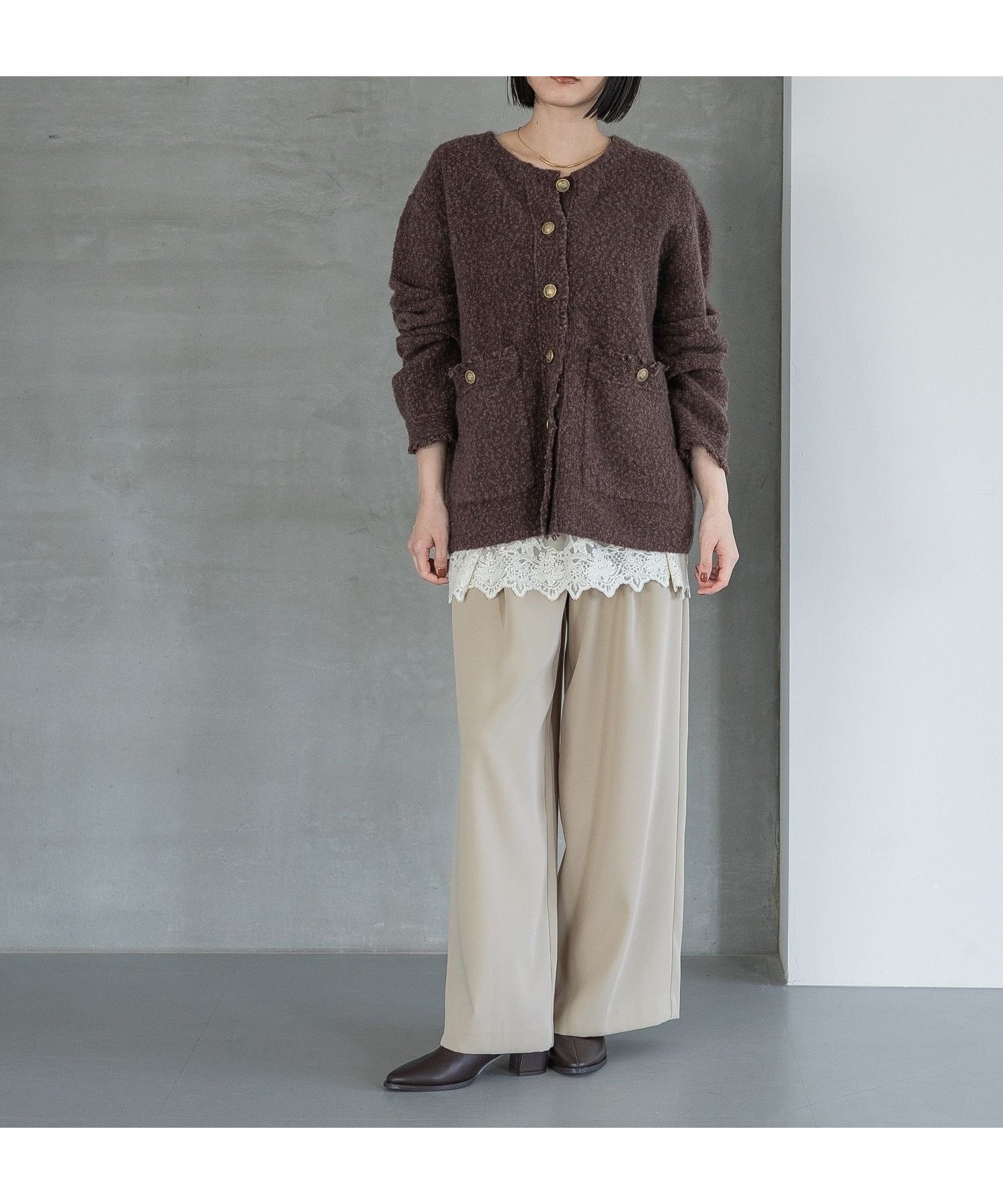 【アパートバイローリーズ/apart by lowrys】の【セットアップ対応】アンゴラウールツイードカーディガン インテリア・キッズ・メンズ・レディースファッション・服の通販 founy(ファニー) 　ファッション　Fashion　レディースファッション　Fashion for Women　トップス・カットソー　Cut & Sew Tops　カーディガン・羽織り　Layered Style Cardigans　アンゴラ　Angora Knitwear　カーディガン　Cardigan, Knitwear　コンパクト　Compact, Small Size　ショート　Short, Short Length　セットアップ　Set-Up, Coordinated Outfit　ツイード／ツィード　Choker, Choker Necklace　ツイード　Twill, Twill Weave　バランス　Balance, Style Balance　パッチ　Patch, Appliqué　フリンジ　Fringe, Tassel　ポケット　Pocket, Pocket Detail　エレガント 上品　Elegant　ブラウン56|ID: prp329100004726469 ipo3291000000034585971