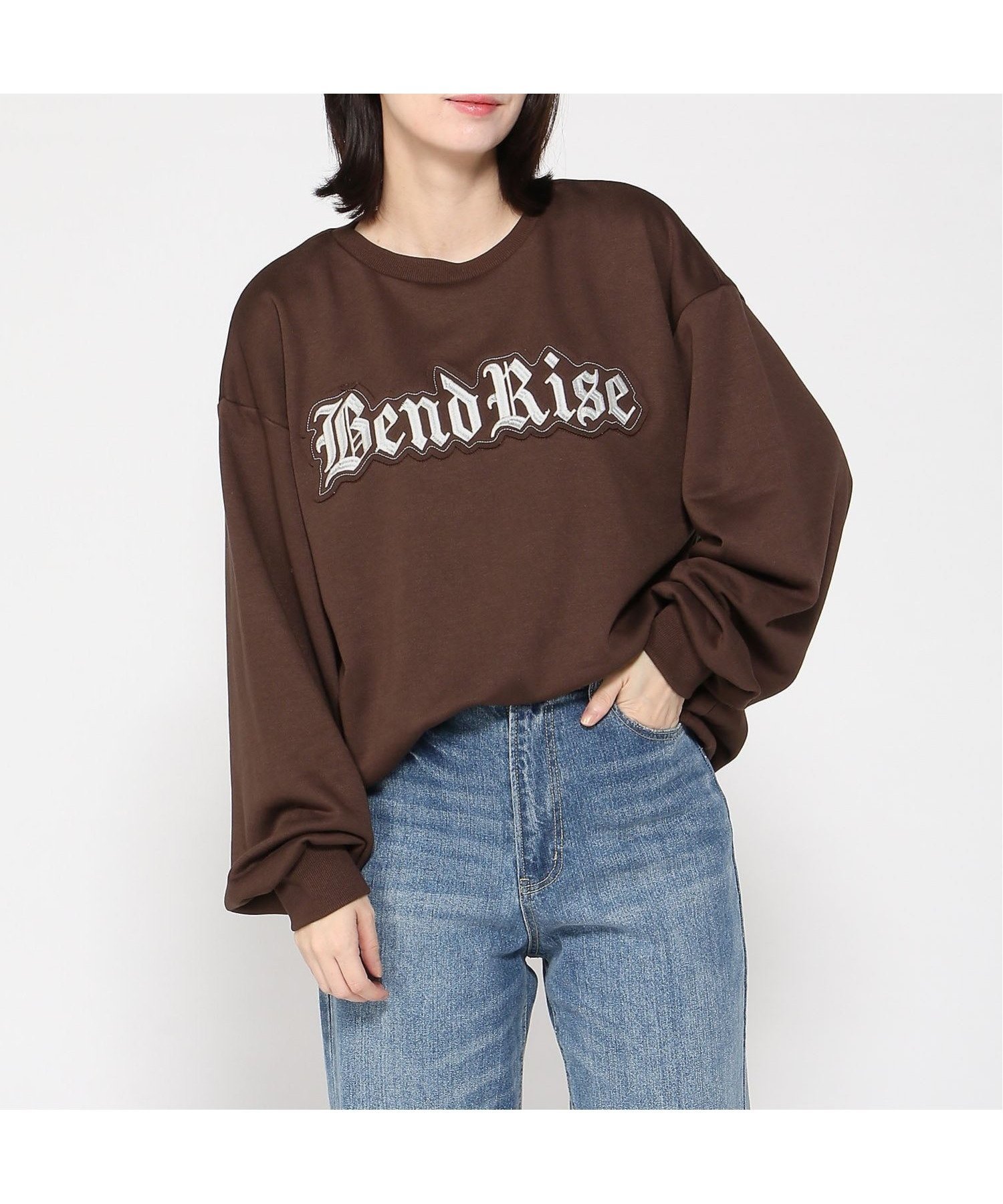【イング/INGNI】のINGNI/貼付ロゴ裏毛チュニック インテリア・キッズ・メンズ・レディースファッション・服の通販 founy(ファニー) 　ファッション　Fashion　レディースファッション　Fashion for Women　トップス・カットソー　Cut & Sew Tops　ショート　Short, Short Length　シンプル　Simple, Minimal　チュニック　Tunic, Long Top　デニム　Denim, Jeans Material　ブラウン|ID: prp329100004726553 ipo3291000000034184116