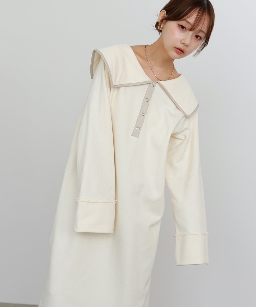 【バブ ブージュルード/Bab Bou Jeloud】の【低身長~高身長向けサイズあり】ビッグカラー配色パイピングスウェットワンピース インテリア・キッズ・メンズ・レディースファッション・服の通販 founy(ファニー) ファッション Fashion レディースファッション Fashion for Women ワンピース Dresses 秋 Autumn くるぶし Ankle-Length シューズ Shoes, Footwear ショート Short, Short Length シンプル Simple, Minimal スウェット / スエット Sweatshirt, Sweatwear スニーカー Sneakers, Trainers スマート Smart, Elegant スリット Slit, Slit Detail バレエ Ballet, Ballet Style パイピング Piping, Trim Design ビッグ Big, Oversized フェミニン Feminine, Girly フロント Front, Front Design ペチコート Petticoat, Underskirt おすすめ Recommended / Our Picks エレガント 上品 Elegant IVORY|ID: prp329100004726573 ipo3291000000034570086