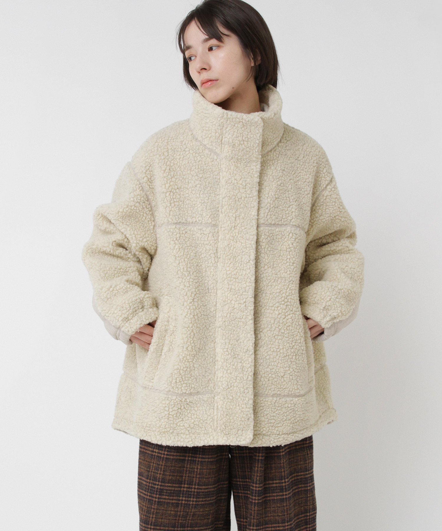 【アールエヌエーエヌ/RNA-N】のJ2169 ウールボアブルゾン インテリア・キッズ・メンズ・レディースファッション・服の通販 founy(ファニー) 　ファッション　Fashion　レディースファッション　Fashion for Women　アウター　Coat / Outerwear Collection　ブルゾンジャケット・スポーティアウター　Blouson Jackets　シンプル　Simple, Minimal　スタンド　Stand Collar, Upright Stand　バランス　Balance, Style Balance　ブルゾン　Blouson, Bomber Jacket　メランジ　Melange, Mixed Yarn　ロング　Long, Long-Length　ワイド　Wide, Wide Fit　冬　Winter / This Winter　オートミール|ID: prp329100004726613 ipo3291000000034287803