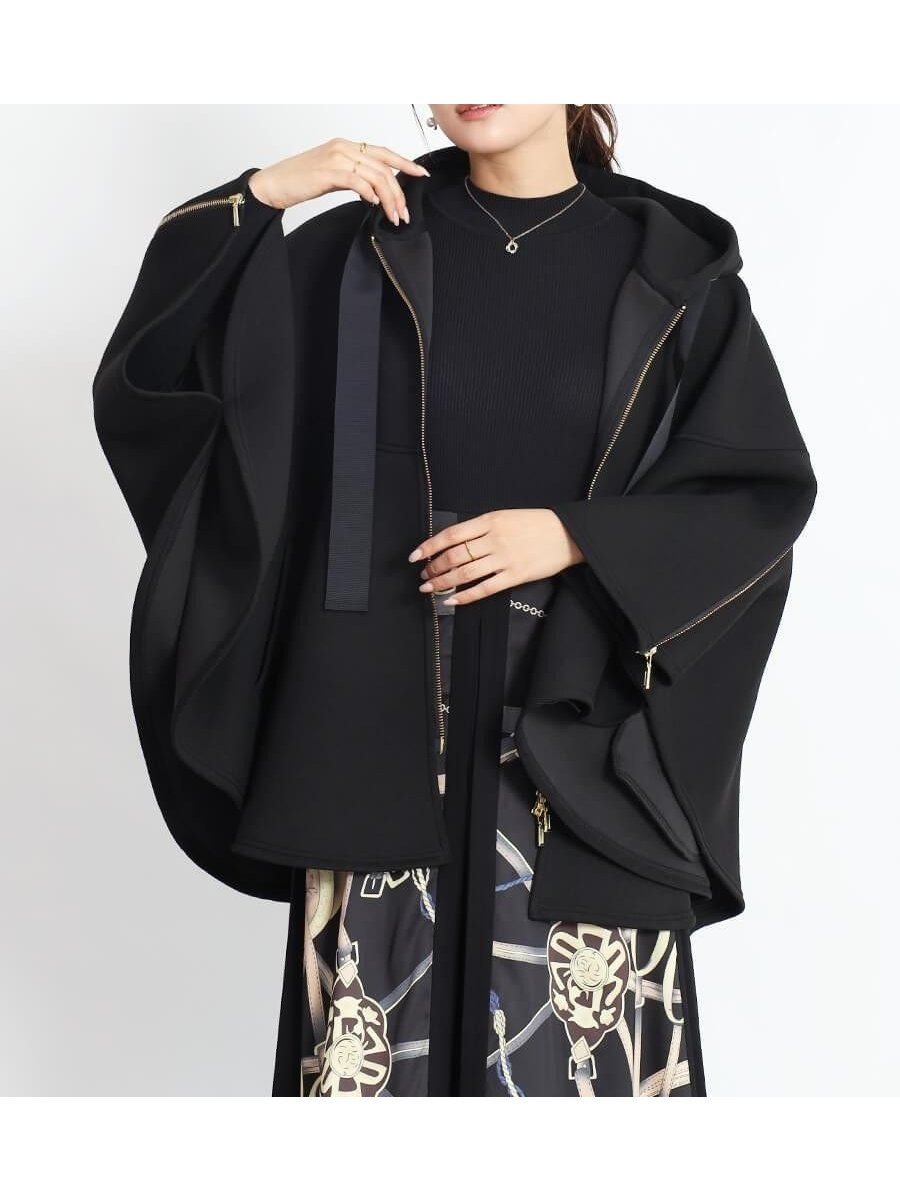 【ヴァン/Vin】のダンボールニットフレアアウター インテリア・キッズ・メンズ・レディースファッション・服の通販 founy(ファニー) 　ファッション　Fashion　レディースファッション　Fashion for Women　アウター　Coat / Outerwear Collection　トップス・カットソー　Cut & Sew Tops　ニット　Knit Tops & Sweaters　インナー　Innerwear　エレガント 上品　Elegant　バランス　Balance, Style Balance　フレア　Flare, Flared　フロント　Front, Front Design　ポンチョ　Poncho, Cape Style　ミドル　Middle Length, Mid Height　ブラック|ID: prp329100004726662 ipo3291000000034289080