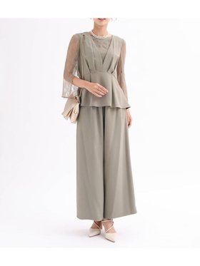 【ヴァン/Vin】のレースブラウスドッキングジレ パンツセットアップ 人気、トレンドファッション・服の通販 founy(ファニー) ファッション Fashion レディースファッション Fashion for Women アウター Coat / Outerwear Collection セットアップ Matching Sets レディースパンツ・ボトムス Pants & Trousers / Bottoms スリット Slit, Slit Detail セットアップ Set-Up, Coordinated Outfit セレモニー Ceremony ドレス Dress, One-Piece フレア Flare, Flared ペプラム Peplum, Flared Hem レース Lace, Lace Fabric エレガント 上品 Elegant |ID:prp329100004726665