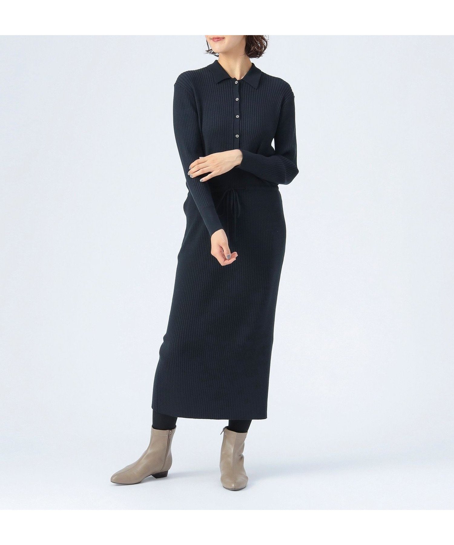 【ビームス ハート/BEAMS HEART】のリブニット ポロ ワンピース インテリア・キッズ・メンズ・レディースファッション・服の通販 founy(ファニー) 　ファッション　Fashion　レディースファッション　Fashion for Women　ワンピース　Dresses　ジャケット　Jacket, Outerwear　バランス　Balance, Style Balance　リブニット　Rib Knit, Ribbed Knit　エレガント 上品　Elegant　NAVY|ID: prp329100004726673 ipo3291000000034150455