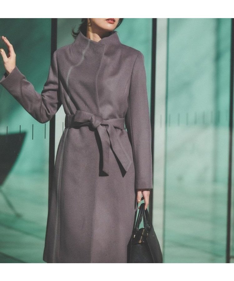 【アンタイトル/UNTITLED】の【日本製】2WAYスタンドカラーロングコート インテリア・キッズ・メンズ・レディースファッション・服の通販 founy(ファニー) 　ファッション　Fashion　レディースファッション　Fashion for Women　アウター　Coat / Outerwear Collection　コート・ロングコート・ピーコート　Long Coats, Peacoats & More　キュプラ　Cupro, Eco Fabric　スタンド　Stand Collar, Upright Stand　ストライプ　Stripe, Striped Pattern　スマート　Smart, Elegant　チェーン　Chain, Chain Strap　エレガント 上品　Elegant　日本製　Made In Japan　チャコールグレー|ID: prp329100004726761 ipo3291000000034582946