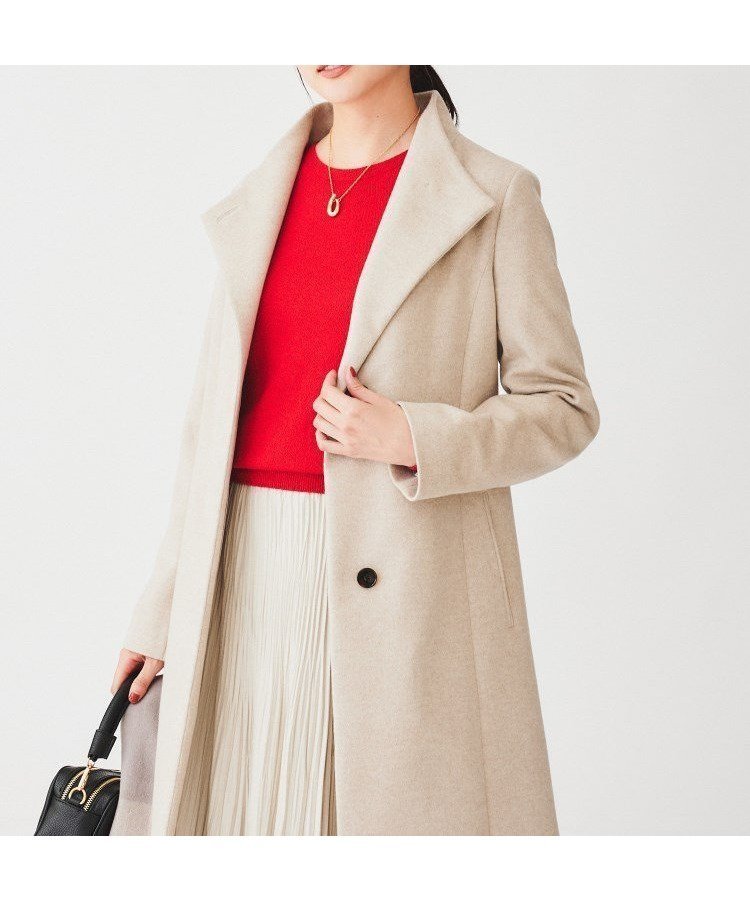 【アンタイトル/UNTITLED】の【日本製】2WAYスタンドカラーロングコート インテリア・キッズ・メンズ・レディースファッション・服の通販 founy(ファニー) 　ファッション　Fashion　レディースファッション　Fashion for Women　アウター　Coat / Outerwear Collection　コート・ロングコート・ピーコート　Long Coats, Peacoats & More　キュプラ　Cupro, Eco Fabric　スタンド　Stand Collar, Upright Stand　ストライプ　Stripe, Striped Pattern　スマート　Smart, Elegant　チェーン　Chain, Chain Strap　エレガント 上品　Elegant　日本製　Made In Japan　グレージュ|ID: prp329100004726761 ipo3291000000034582948